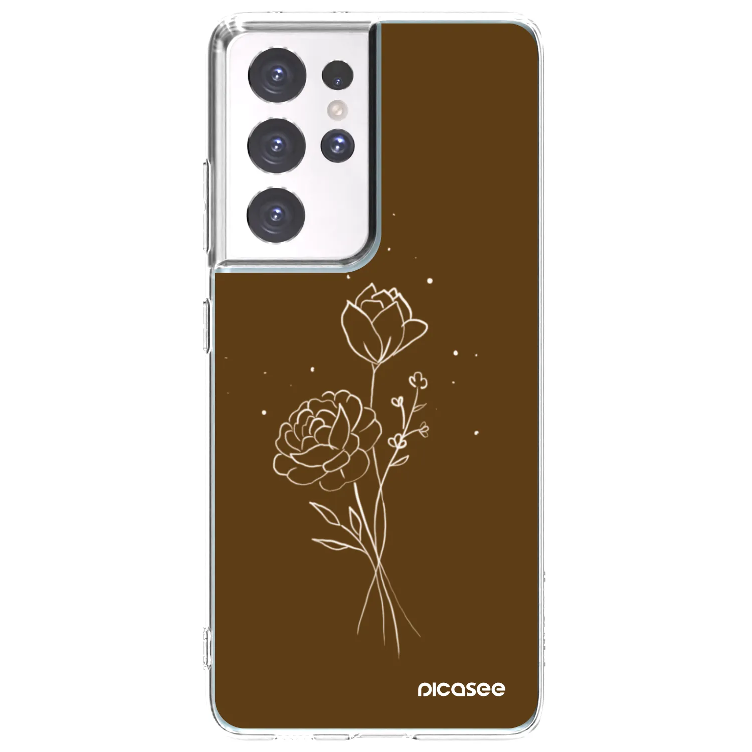 Picasee silikonový průhledný obal pro Samsung Galaxy S21 Ultra 5G G998B - Brown flowers