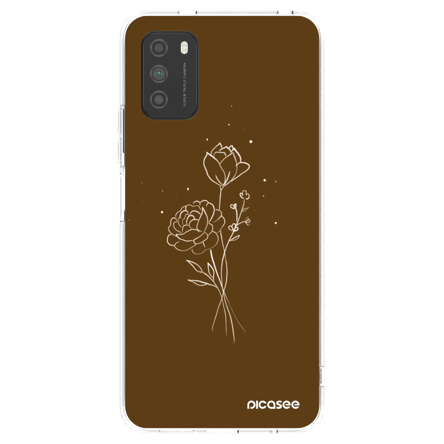 Picasee silikonový průhledný obal pro Xiaomi Poco M3 - Brown flowers