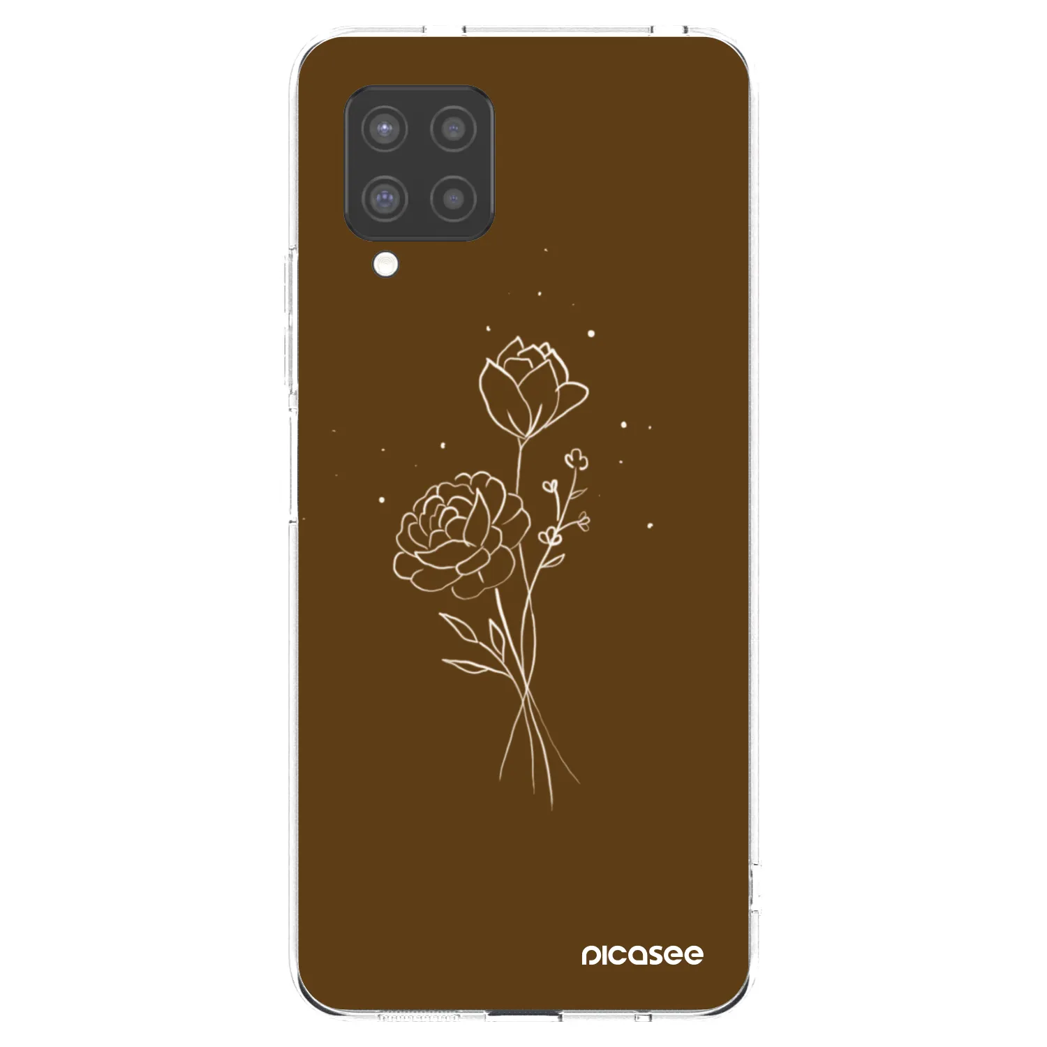 Picasee silikonový průhledný obal pro Samsung Galaxy A42 A426B - Brown flowers