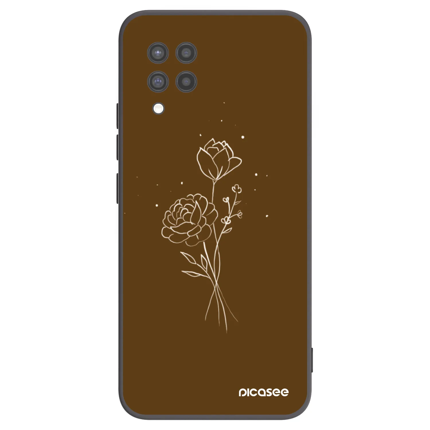 Picasee silikonový černý obal pro Samsung Galaxy A42 A426B - Brown flowers
