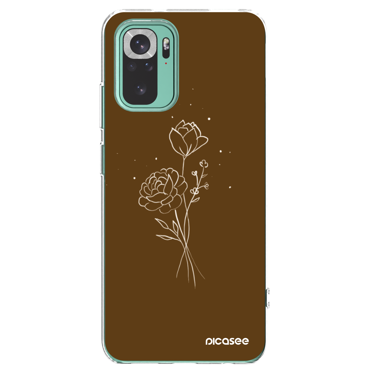 Picasee silikonový průhledný obal pro Xiaomi Redmi Note 10 Pro - Brown flowers