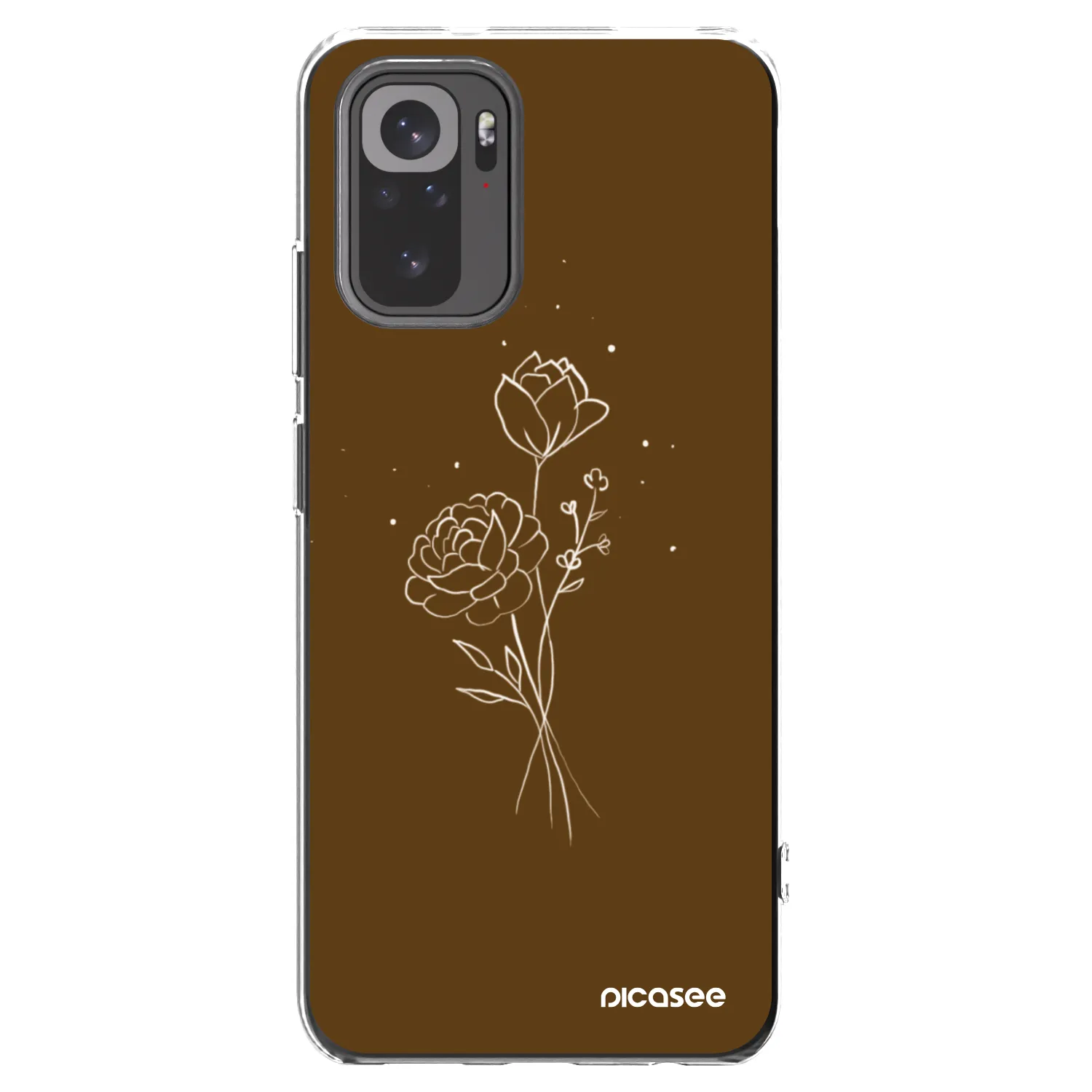 Picasee silikonový průhledný obal pro Xiaomi Redmi Note 10S - Brown flowers