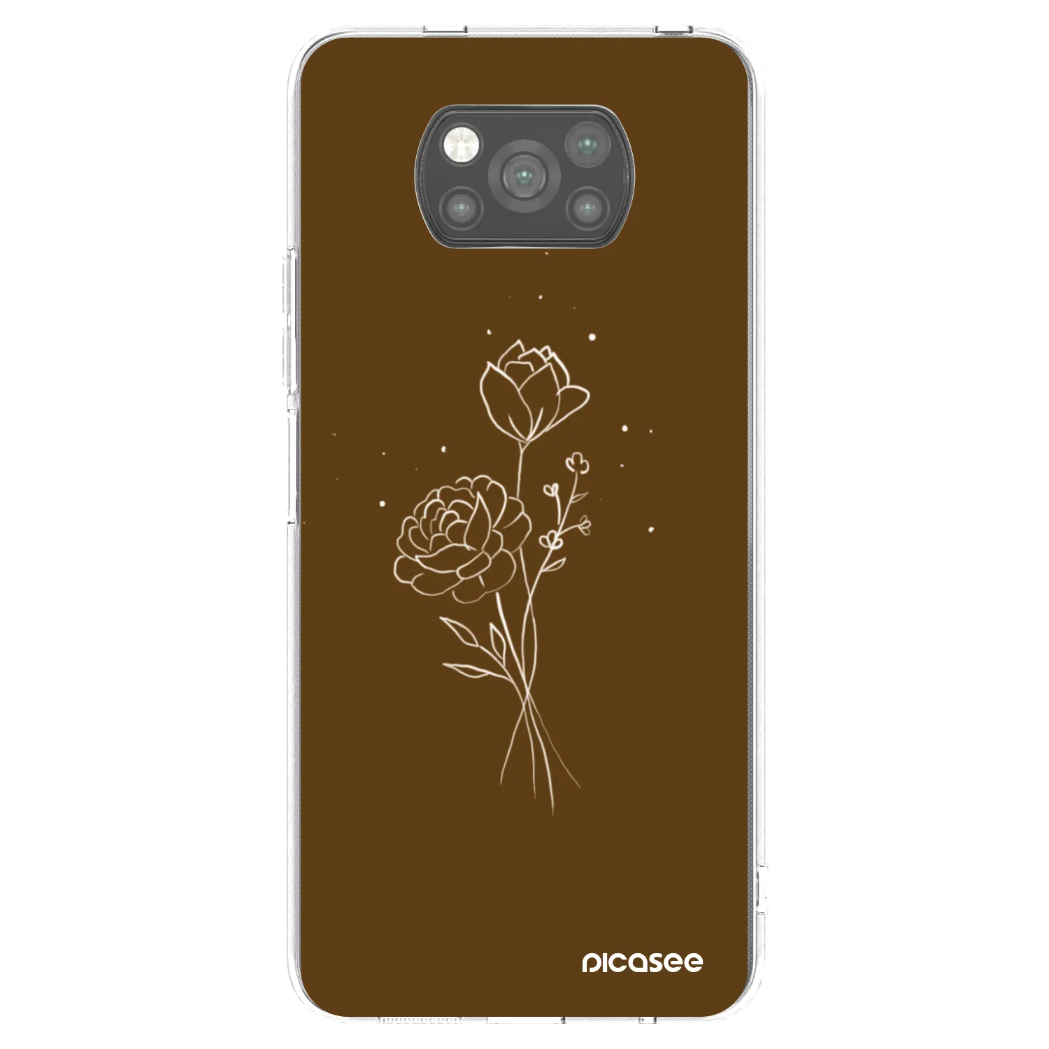 Picasee silikonový černý obal pro Xiaomi Poco X3 Pro - Brown flowers