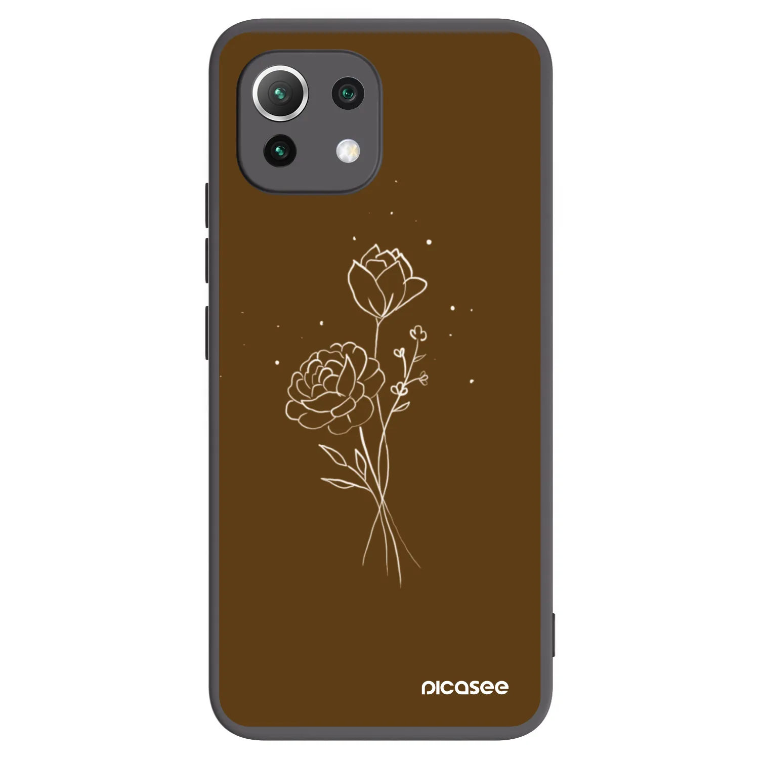 Picasee silikonový černý obal pro Xiaomi Mi 11 Lite - Brown flowers