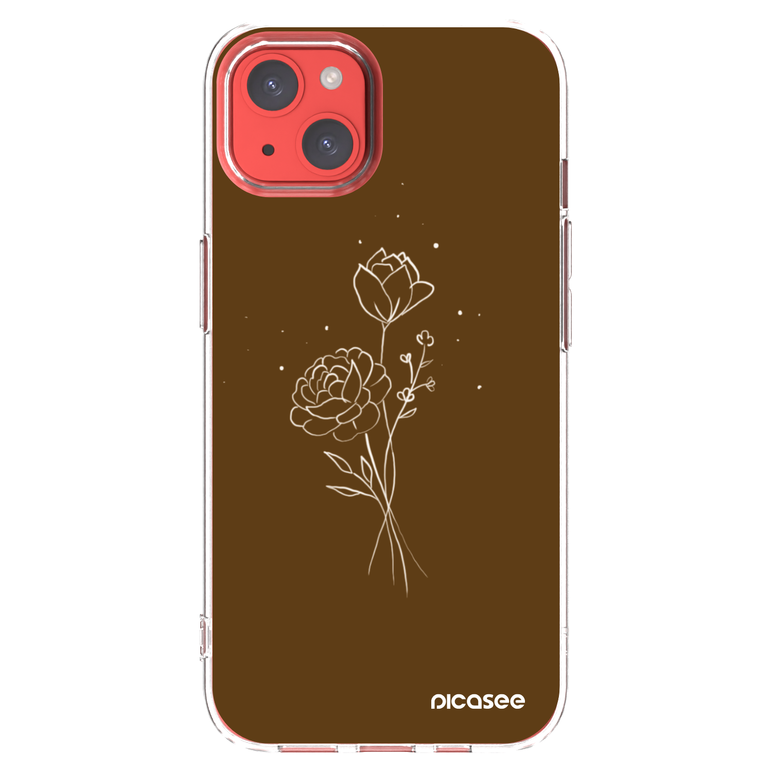 Picasee silikonový průhledný obal pro Apple iPhone 13 - Brown flowers