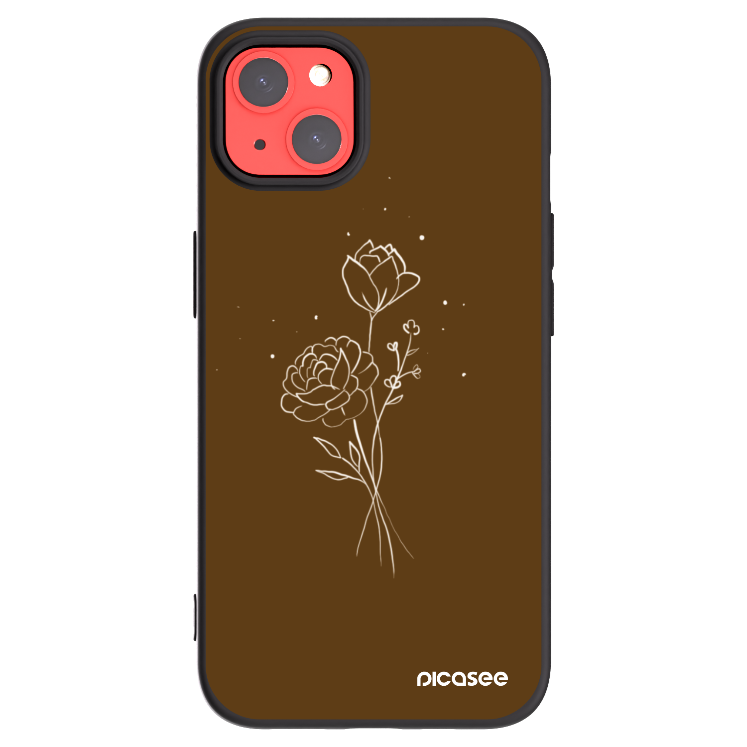 Picasee silikonový černý obal pro Apple iPhone 13 - Brown flowers