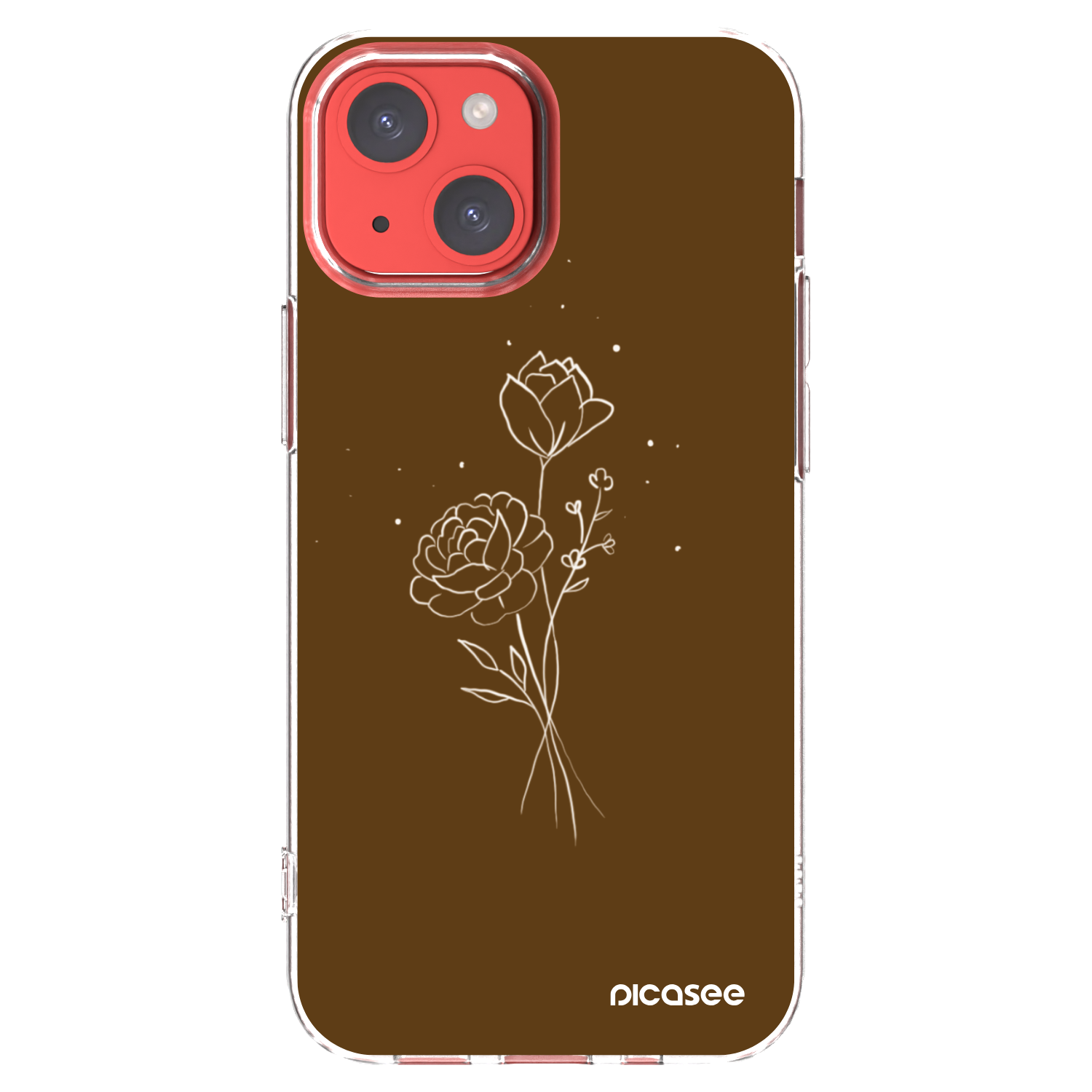 Picasee silikonový průhledný obal pro Apple iPhone 13 mini - Brown flowers