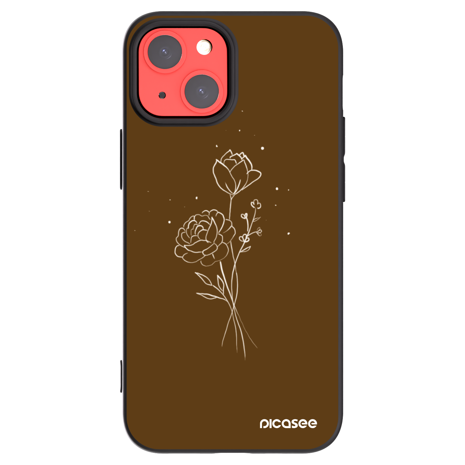 Picasee silikonový černý obal pro Apple iPhone 13 mini - Brown flowers