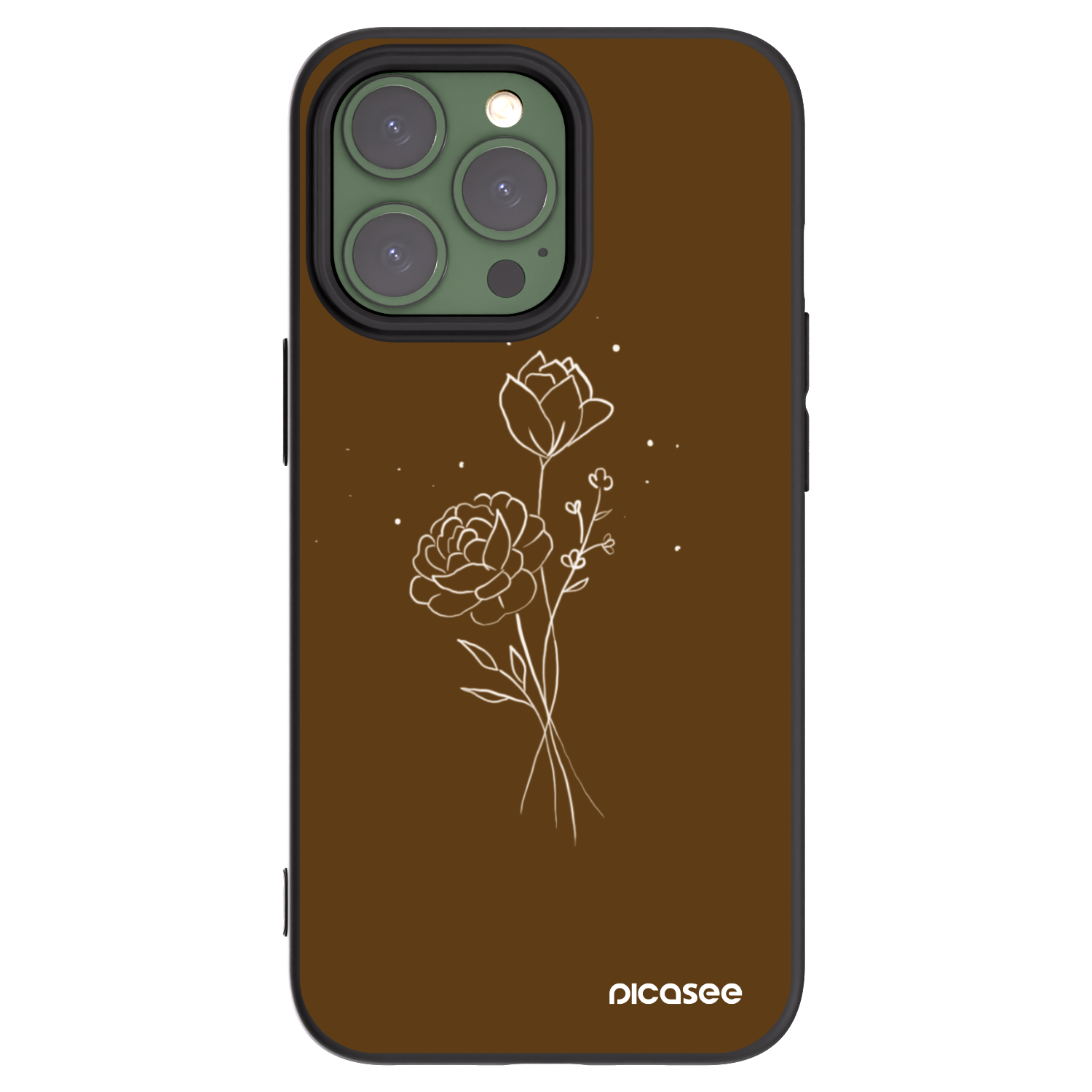 Picasee silikonový černý obal pro Apple iPhone 13 Pro - Brown flowers