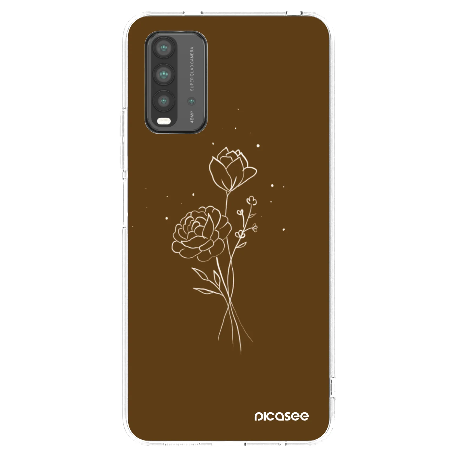 Picasee silikonový průhledný obal pro Xiaomi Redmi 9T - Brown flowers