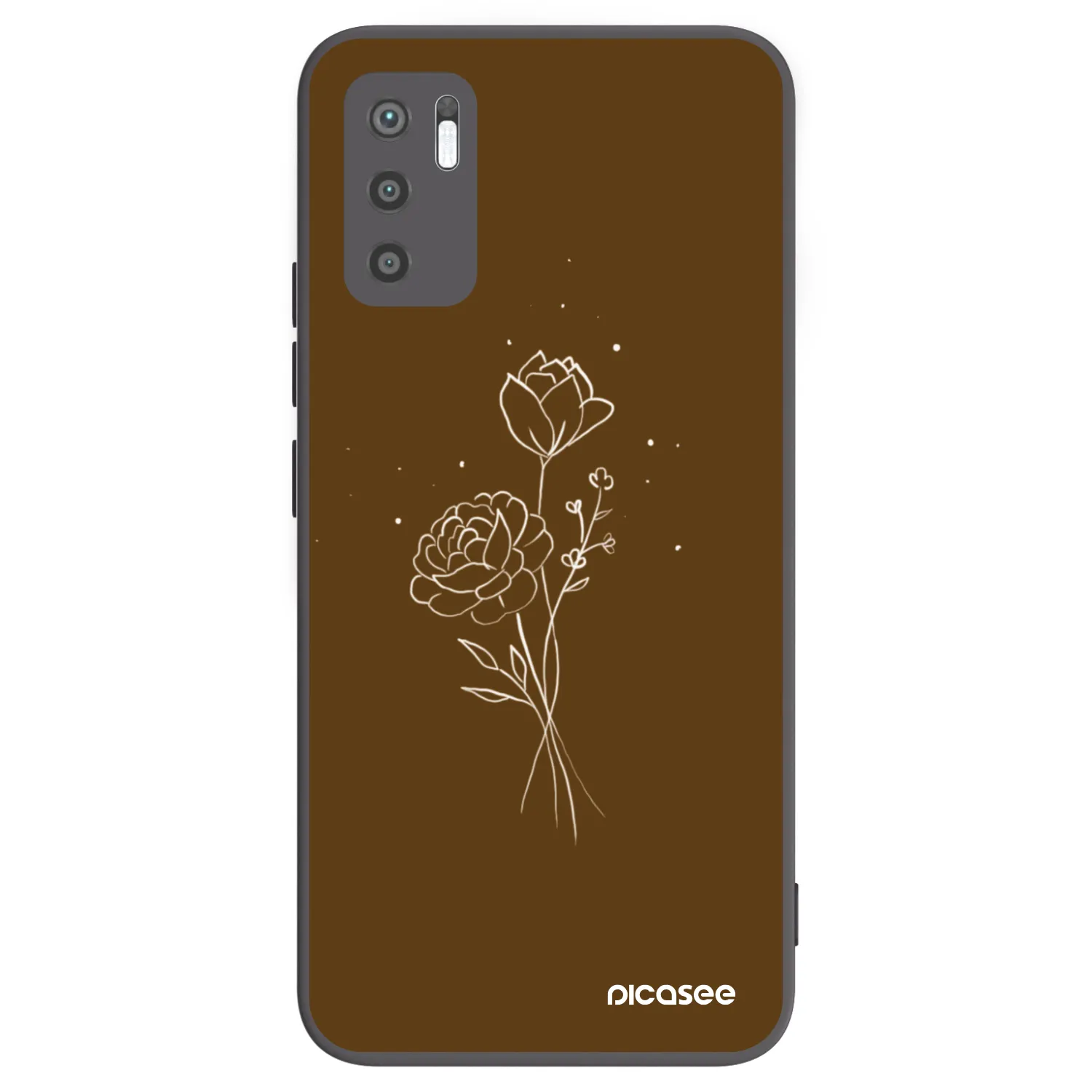 Picasee silikonový černý obal pro Xiaomi Redmi Note 10 5G - Brown flowers
