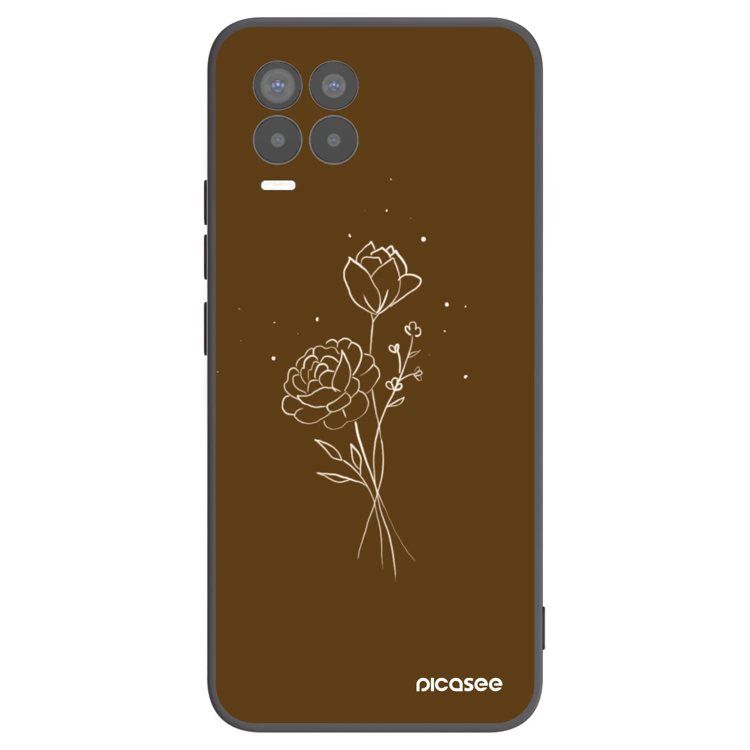 Picasee silikonový černý obal pro Realme 8 Pro - Brown flowers