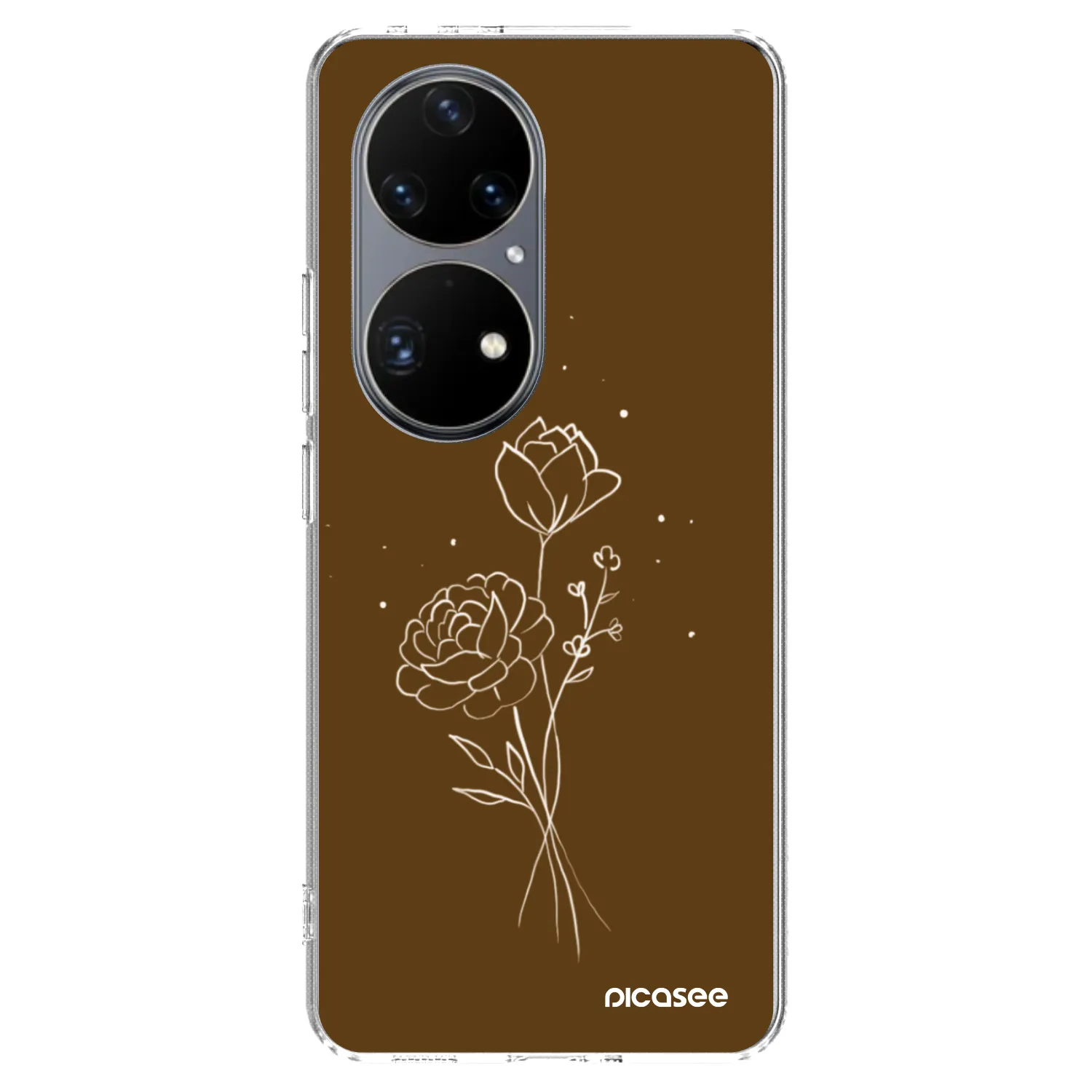 Picasee silikonový průhledný obal pro Huawei P50 - Brown flowers