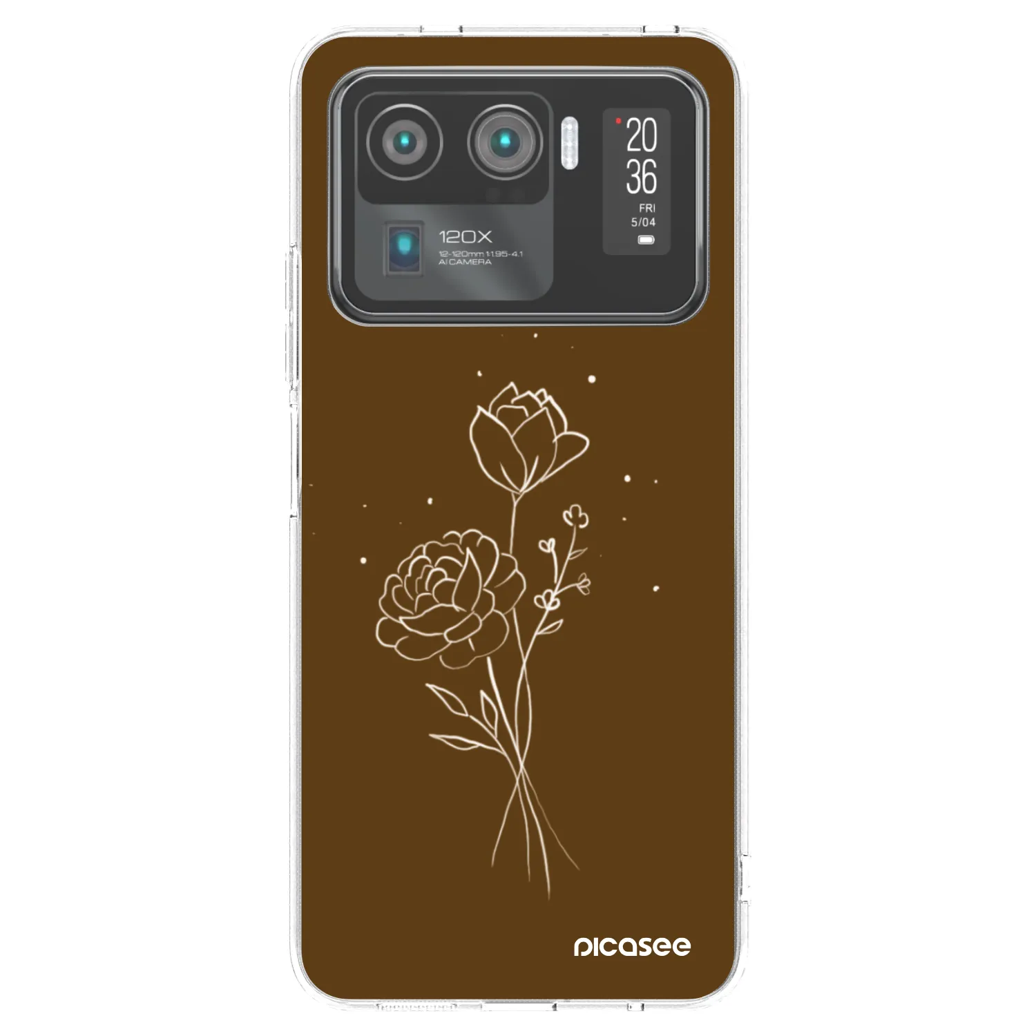 Picasee silikonový průhledný obal pro Xiaomi Mi 11 Ultra - Brown flowers