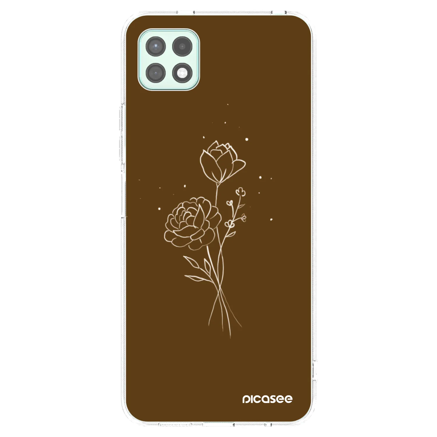 Picasee silikonový průhledný obal pro Samsung Galaxy A22 A226B 5G - Brown flowers