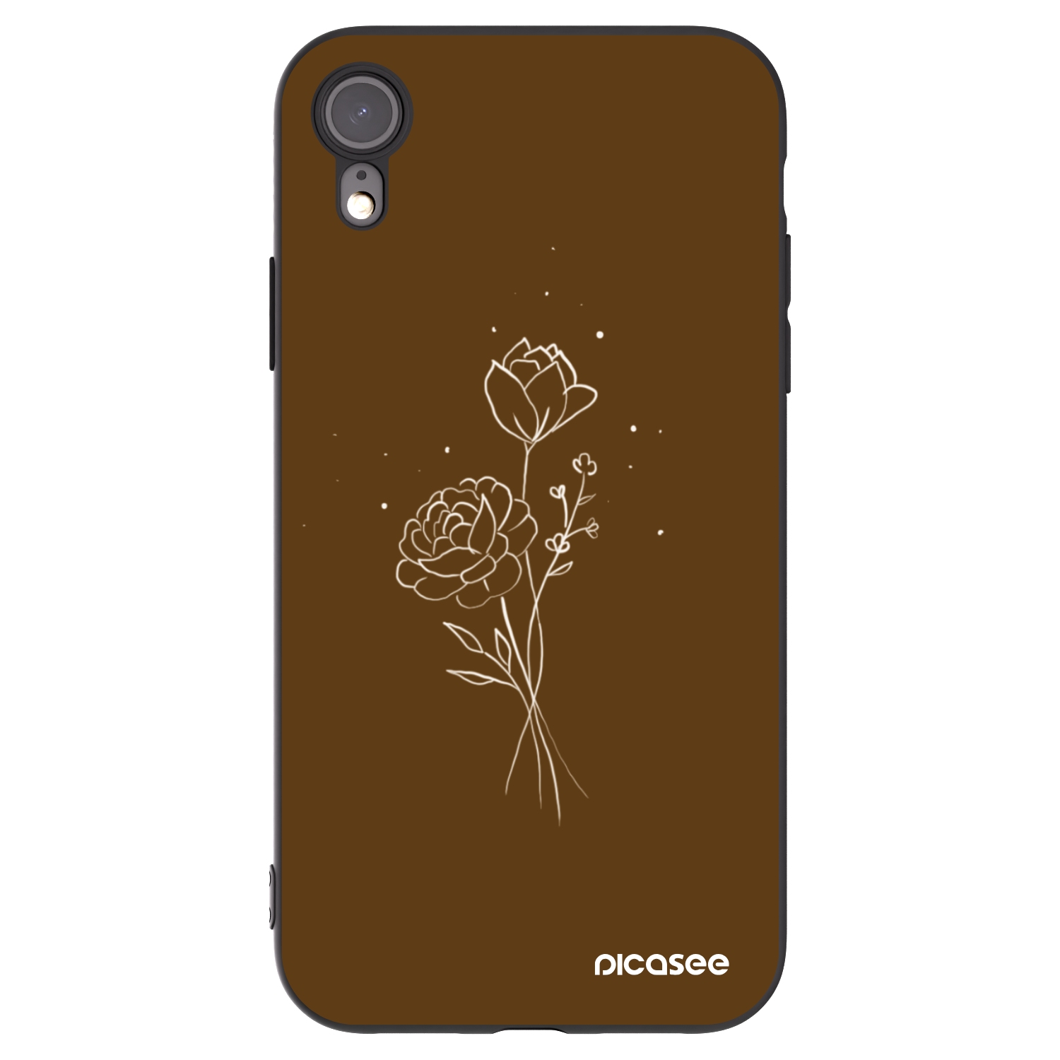 Picasee silikonový černý obal pro Apple iPhone XR - Brown flowers