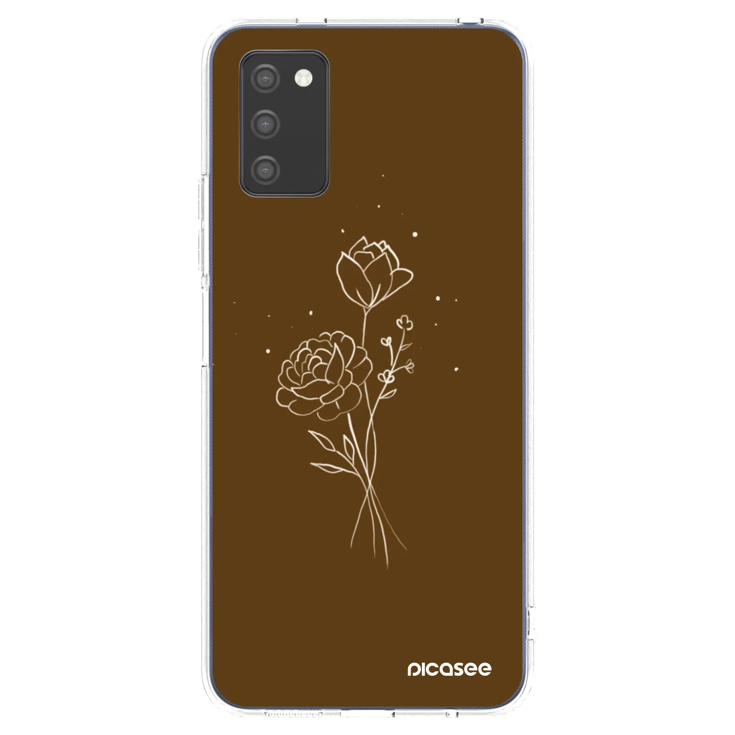 Picasee silikonový průhledný obal pro Samsung Galaxy A02s A025G - Brown flowers