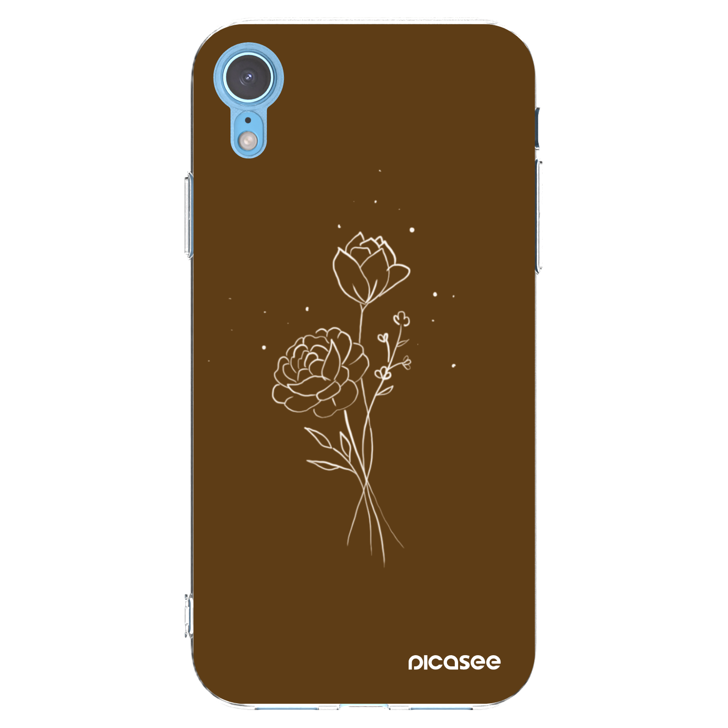 Picasee silikonový průhledný obal pro Apple iPhone XR - Brown flowers