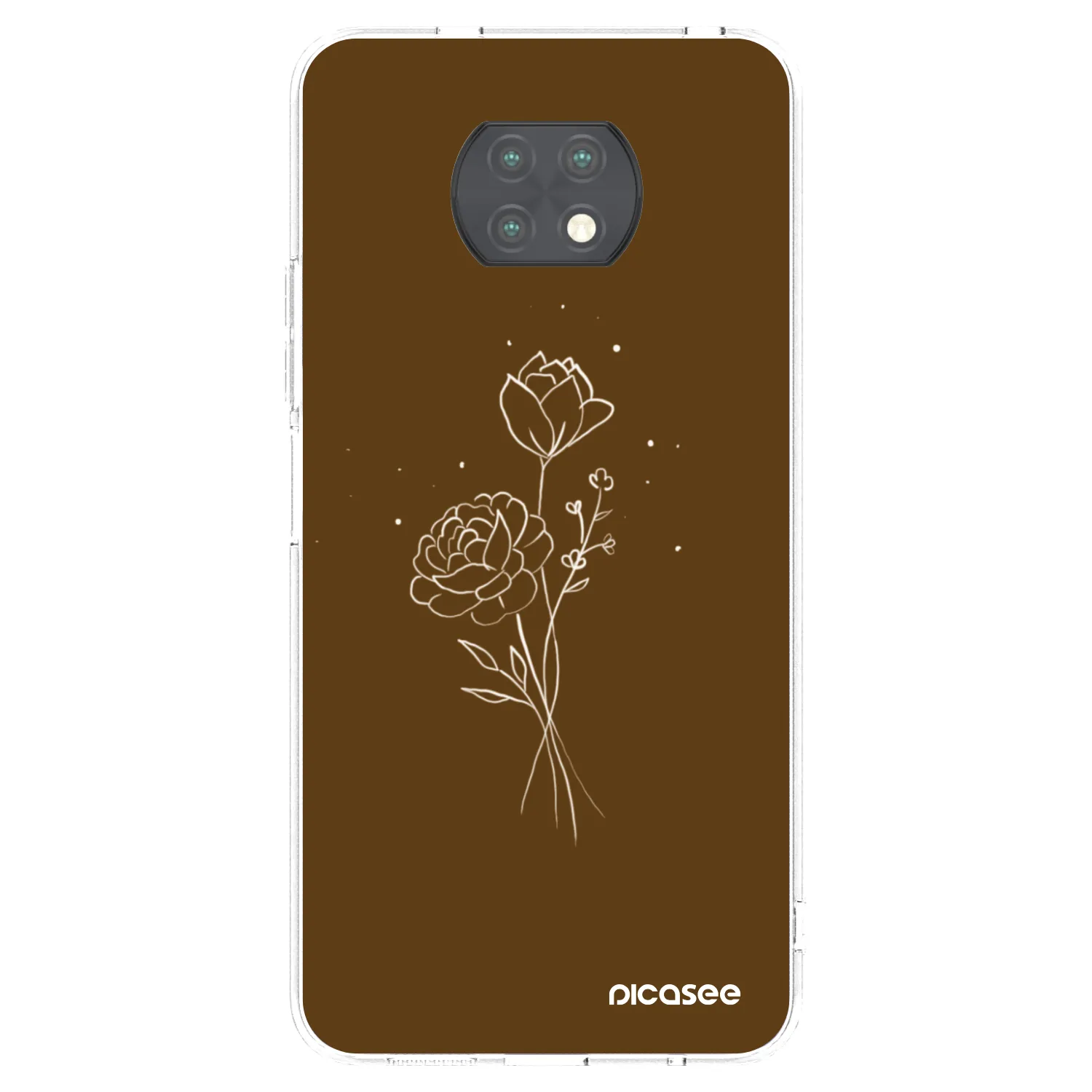 Picasee silikonový průhledný obal pro Xiaomi Redmi Note 9T - Brown flowers