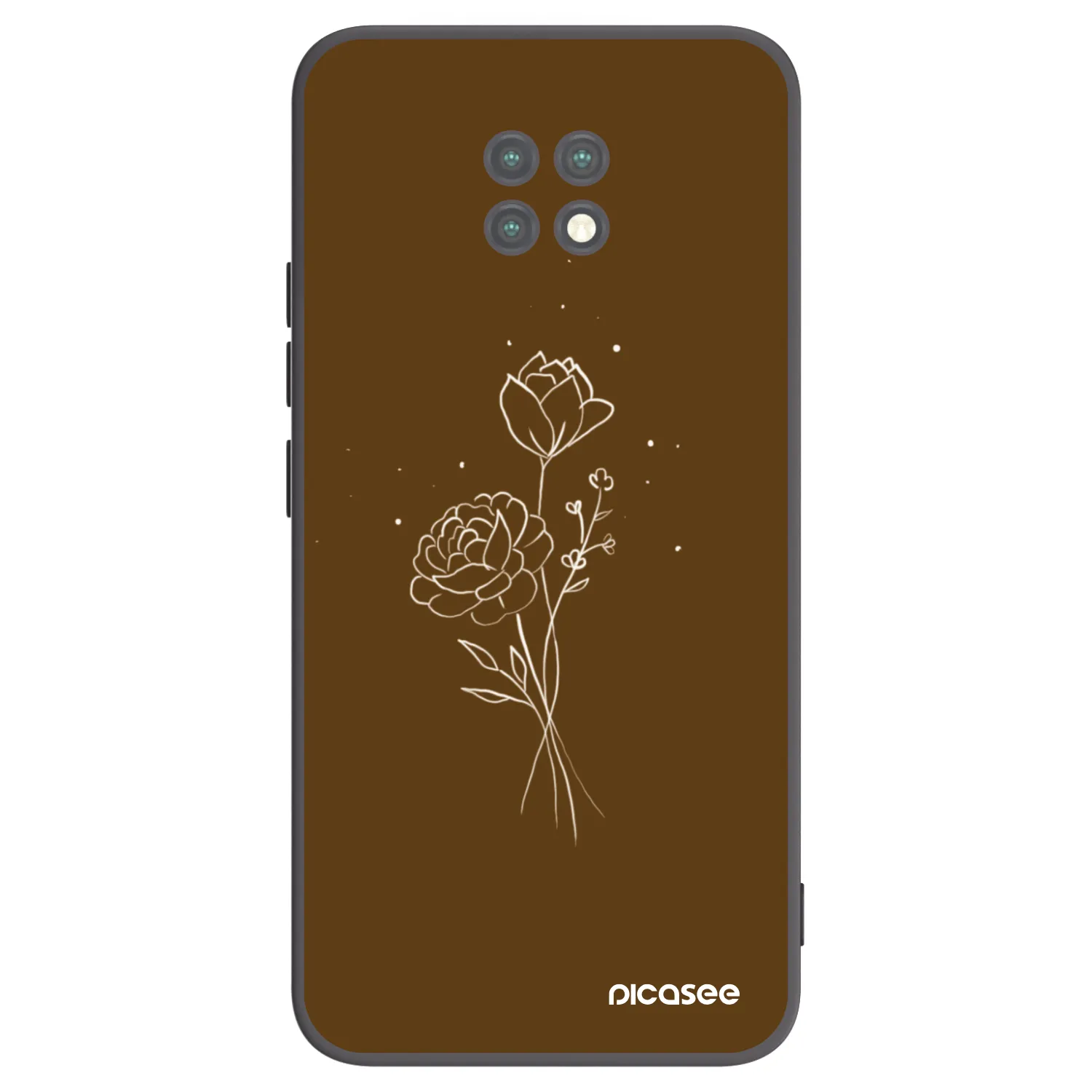 Picasee silikonový černý obal pro Xiaomi Redmi Note 9T - Brown flowers