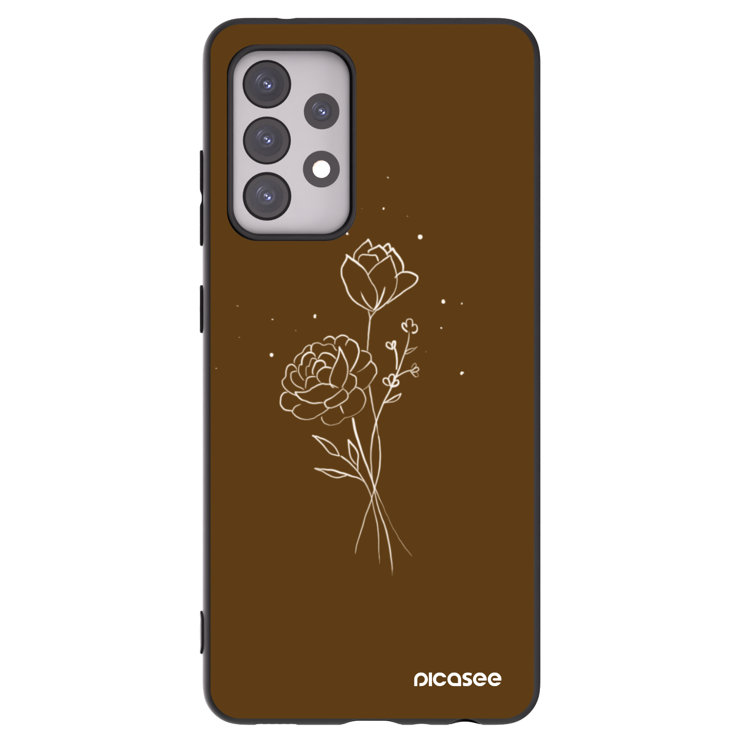 Picasee silikonový černý obal pro Samsung Galaxy A52s 5G A528B - Brown flowers