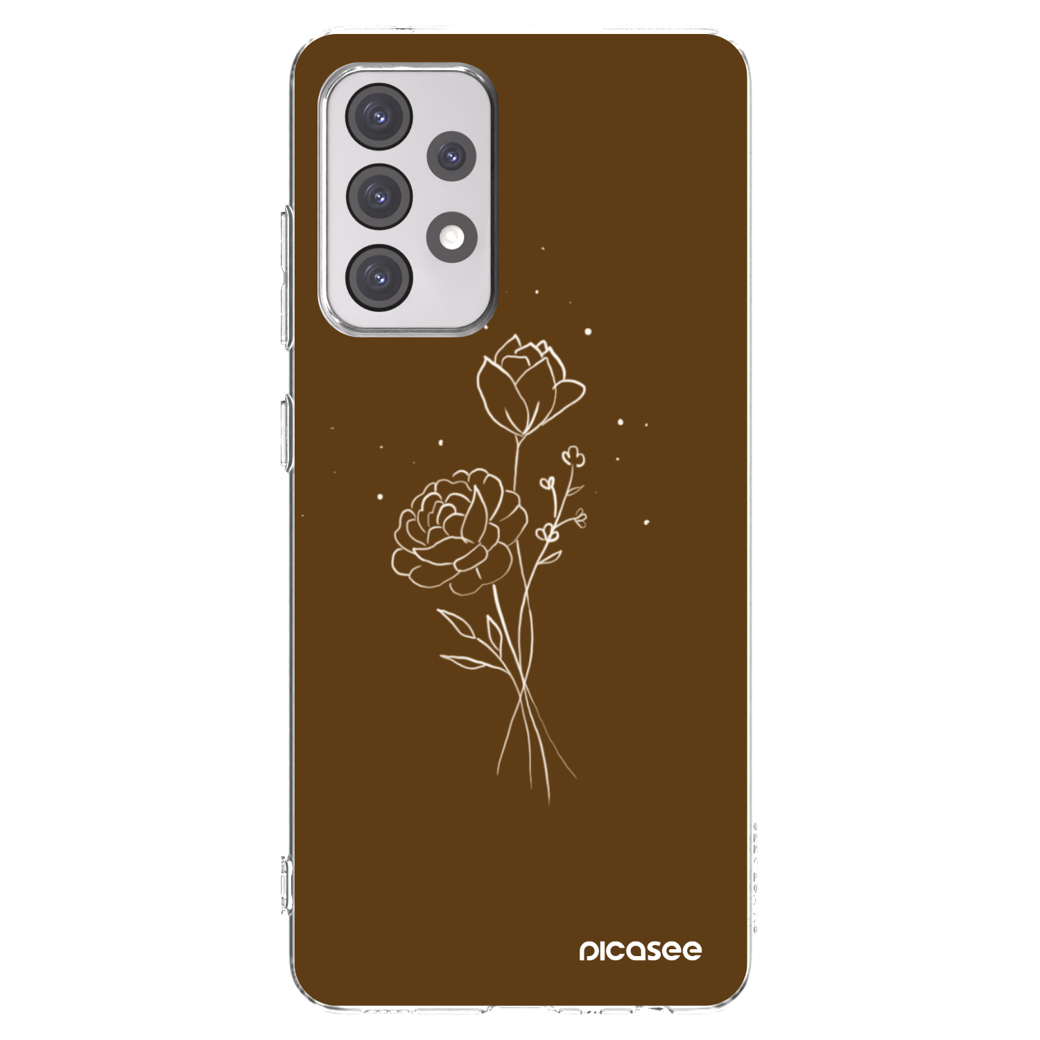 Picasee silikonový průhledný obal pro Samsung Galaxy A52s 5G A528B - Brown flowers