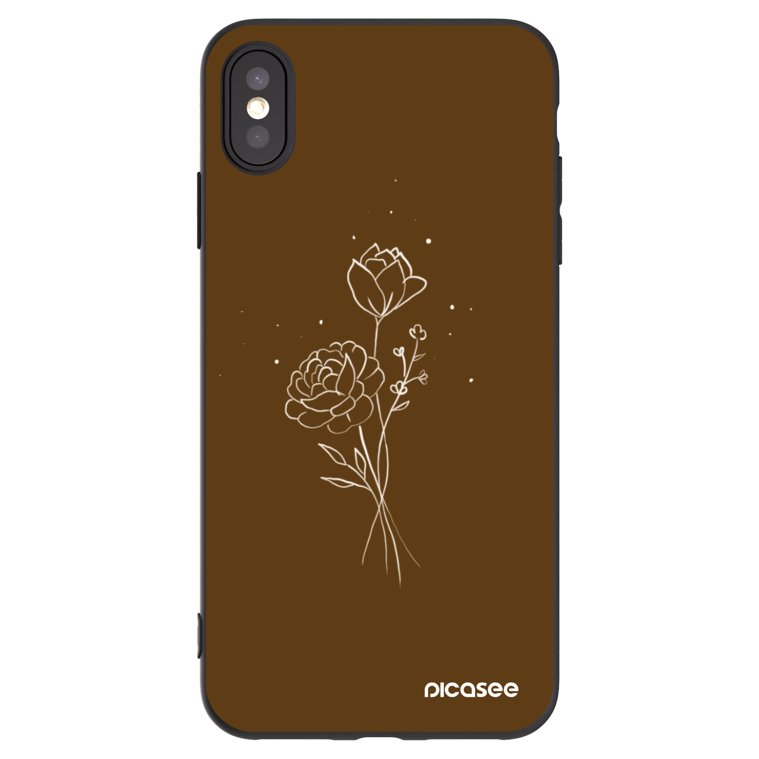 Picasee silikonový černý obal pro Apple iPhone XS Max - Brown flowers