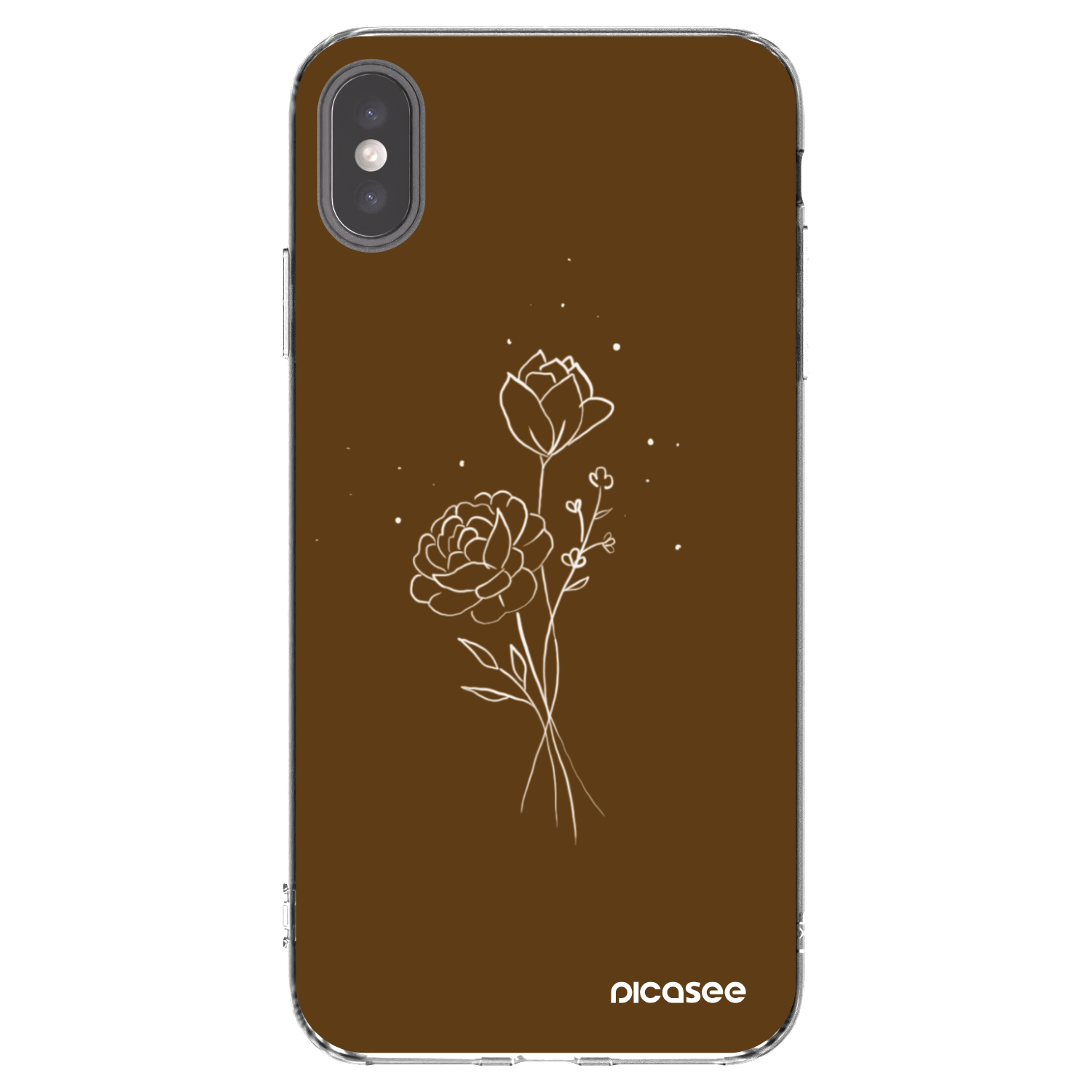 Picasee silikonový průhledný obal pro Apple iPhone XS Max - Brown flowers