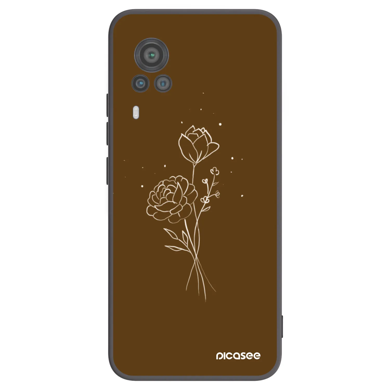 Picasee silikonový černý obal pro Vivo X60 Pro 5G - Brown flowers