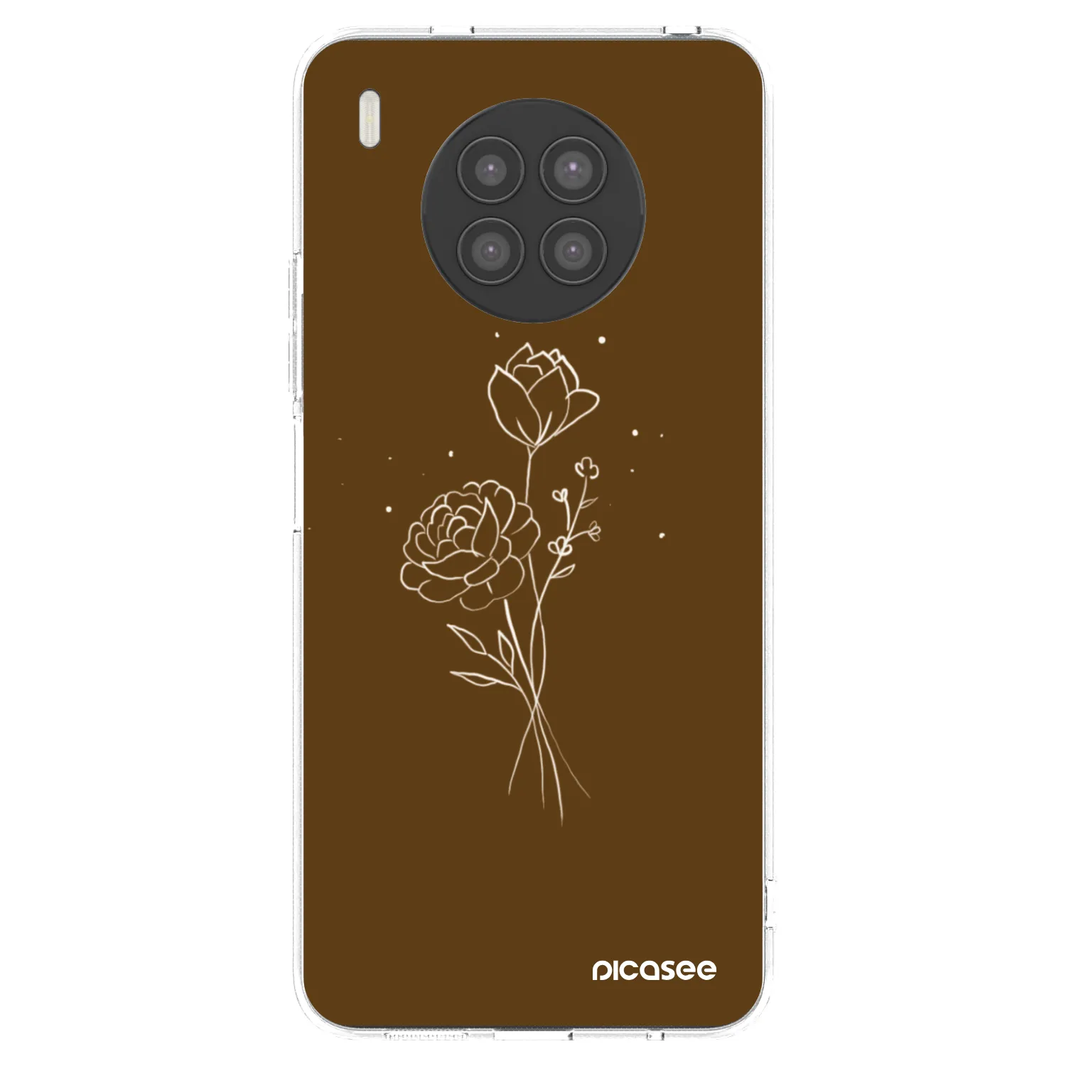 Picasee silikonový průhledný obal pro Huawei Nova 8i - Brown flowers