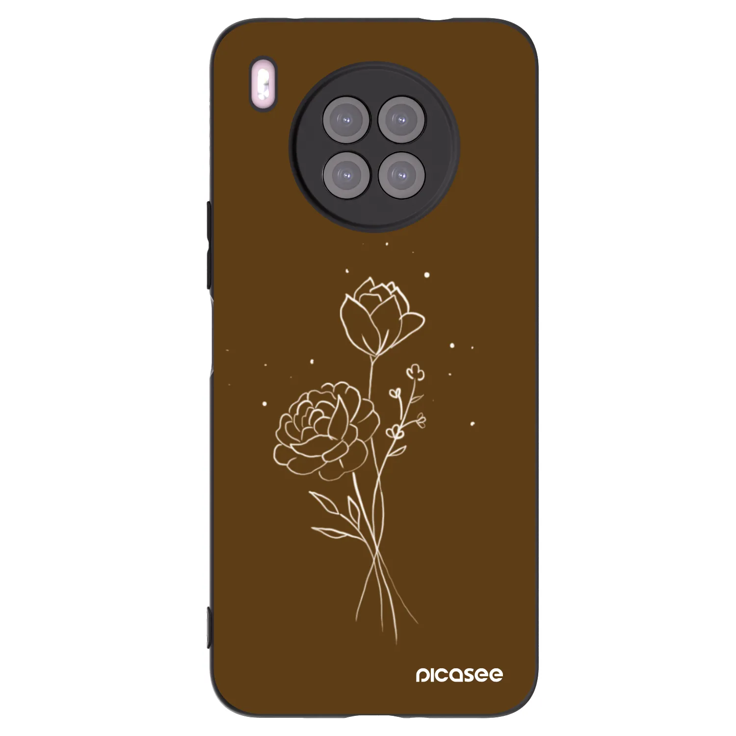 Picasee silikonový černý obal pro Huawei Nova 8i - Brown flowers