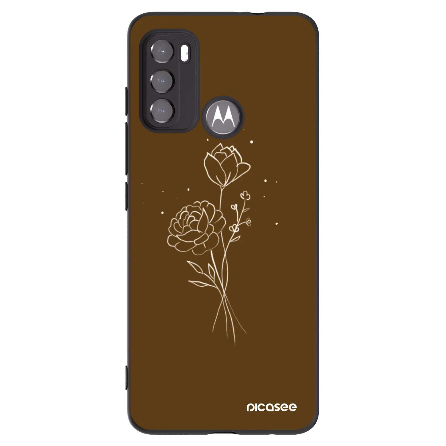 Picasee silikonový černý obal pro Motorola Moto G60 - Brown flowers
