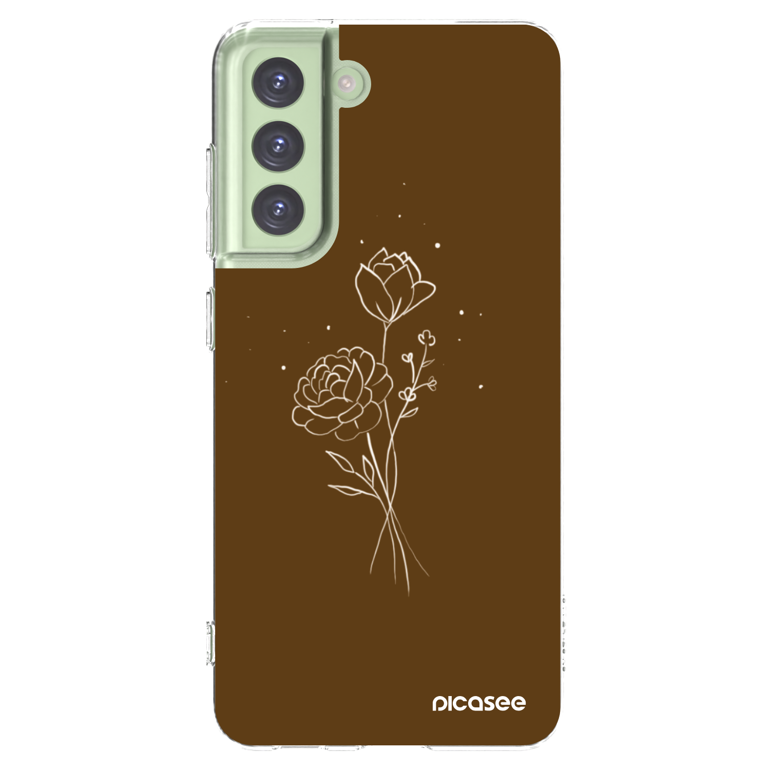 Picasee silikonový průhledný obal pro Samsung Galaxy S21 FE 5G - Brown flowers