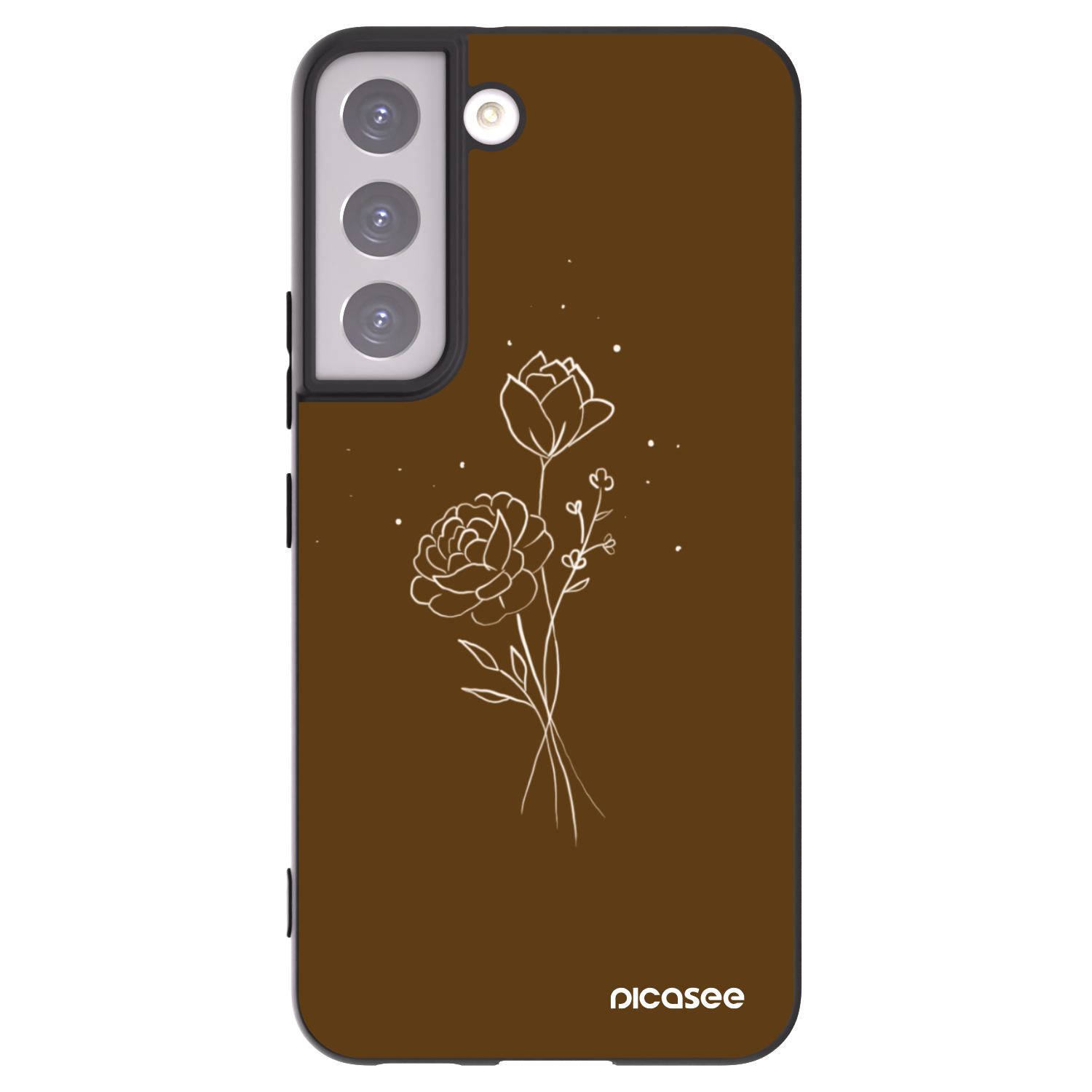 Picasee silikonový černý obal pro Samsung Galaxy S22 5G - Brown flowers