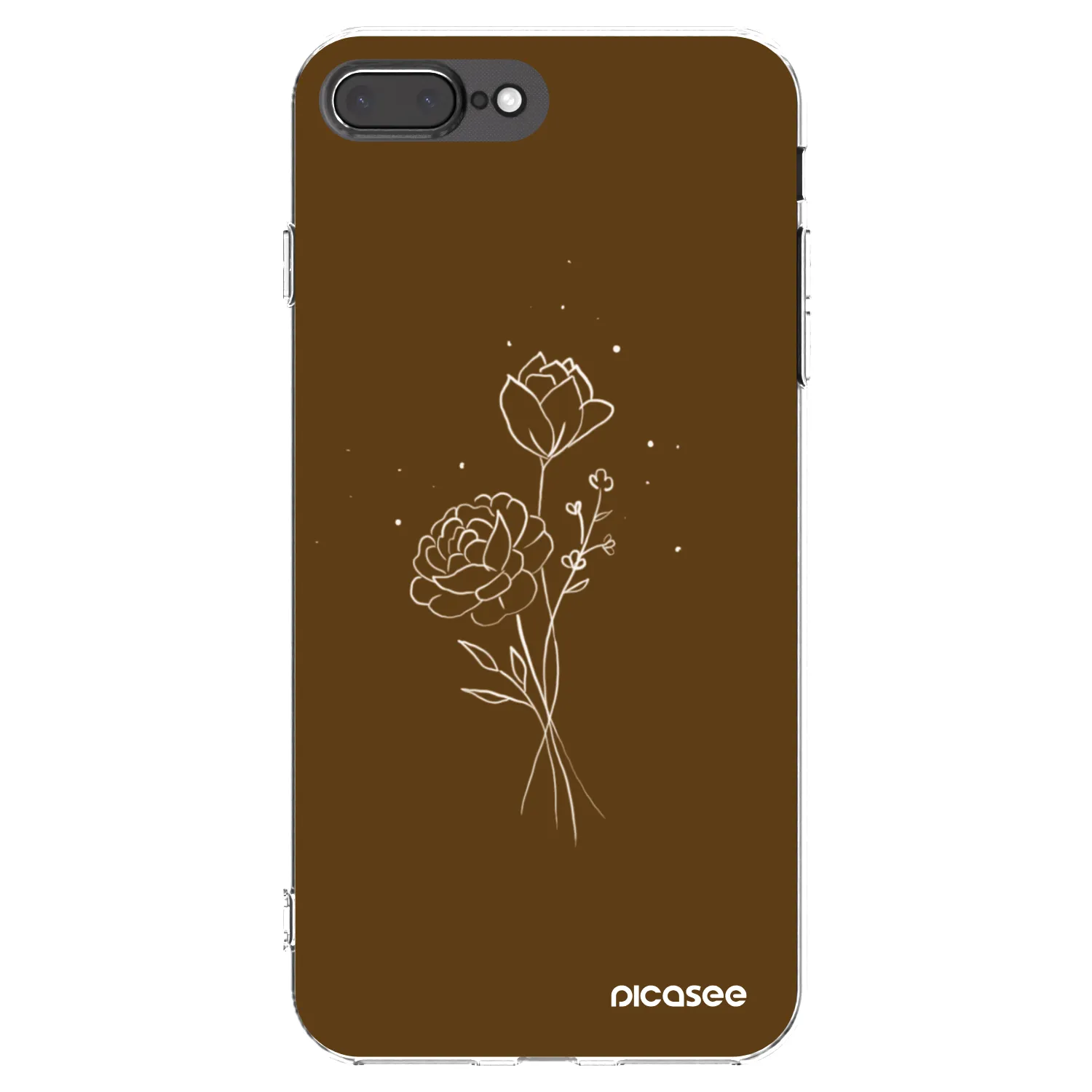 Picasee silikonový průhledný obal pro Apple iPhone 7 Plus - Brown flowers