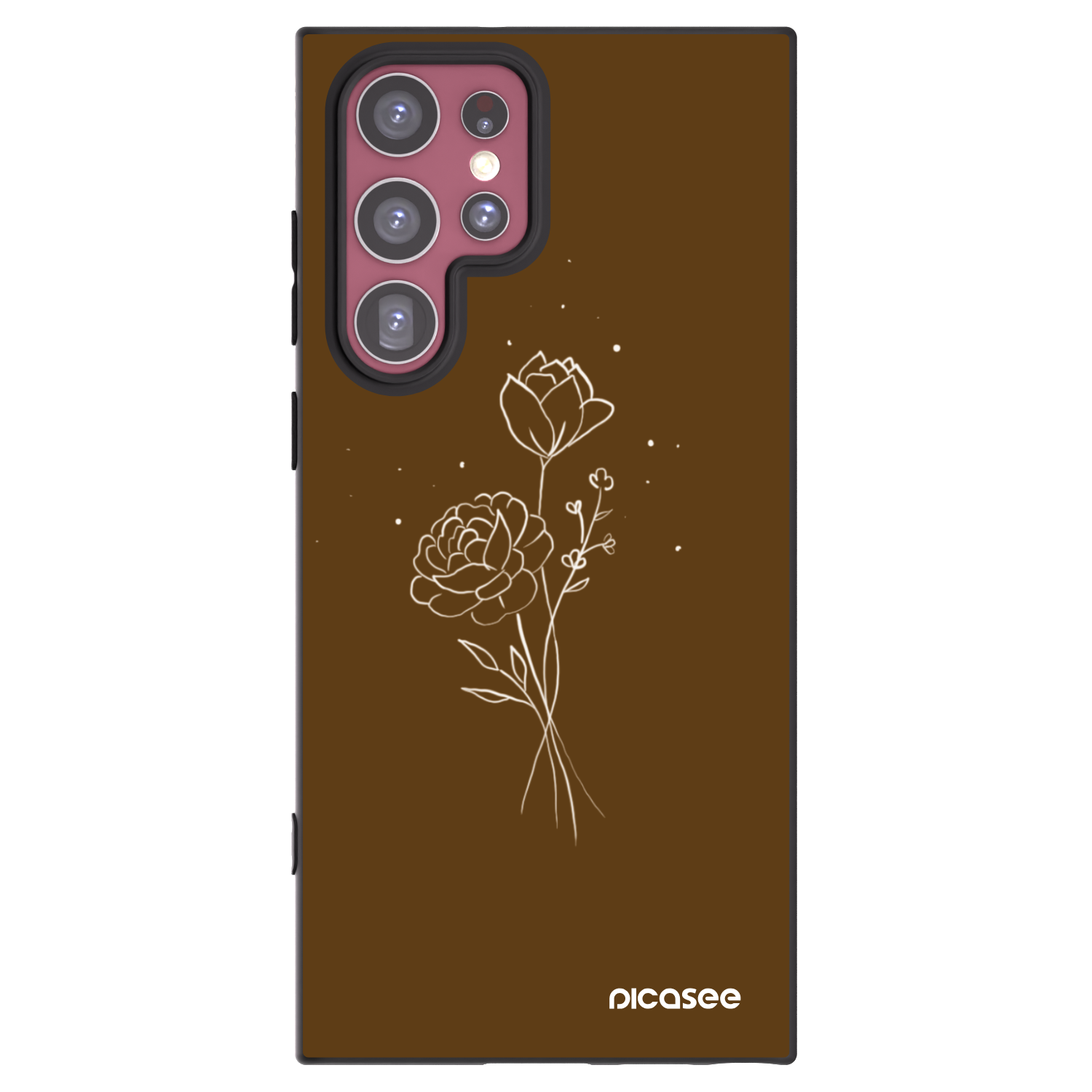 Picasee silikonový černý obal pro Samsung Galaxy S22 Ultra 5G - Brown flowers