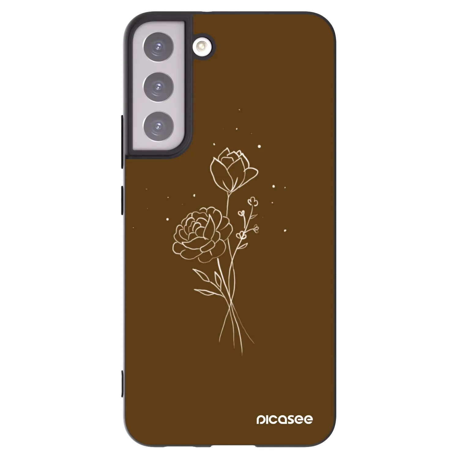 Picasee silikonový černý obal pro Samsung Galaxy S22+ 5G - Brown flowers