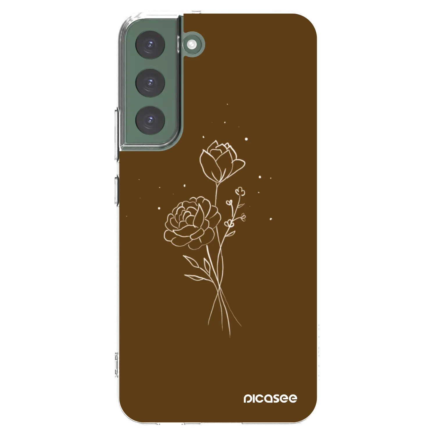 Picasee silikonový průhledný obal pro Samsung Galaxy S22+ 5G - Brown flowers