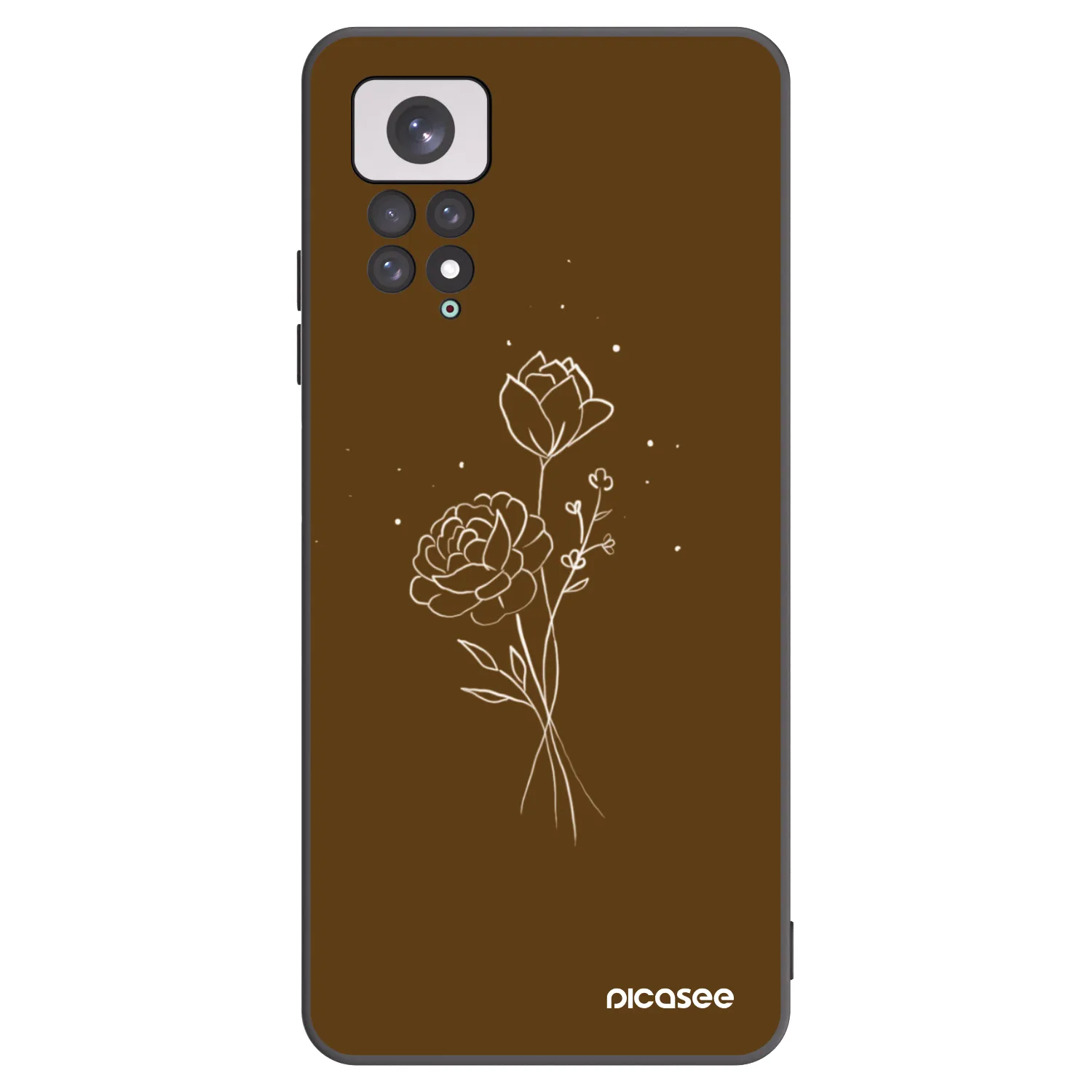 Picasee silikonový černý obal pro Xiaomi Redmi Note 11 - Brown flowers