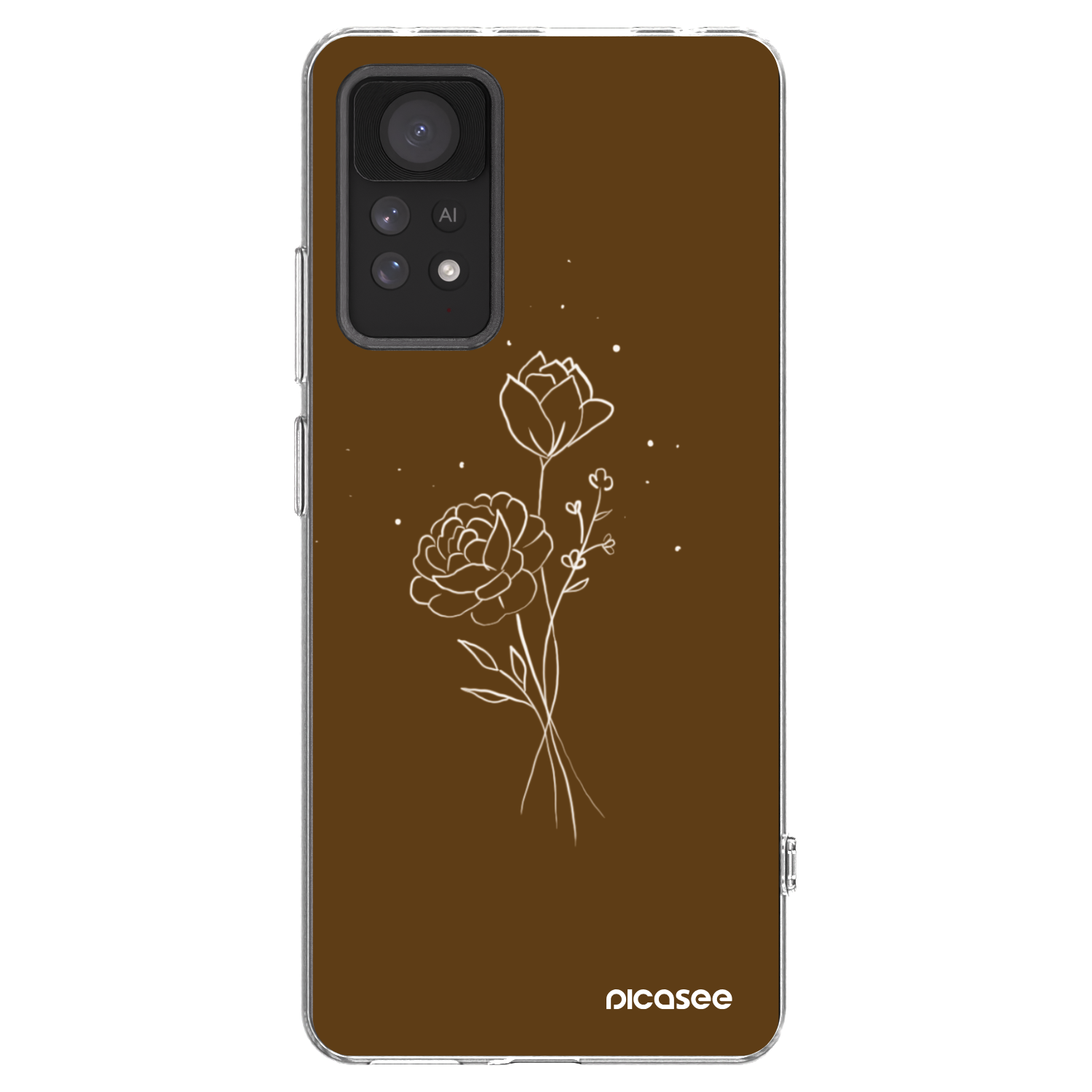 Picasee silikonový průhledný obal pro Xiaomi Redmi Note 11 Pro 5G - Brown flowers