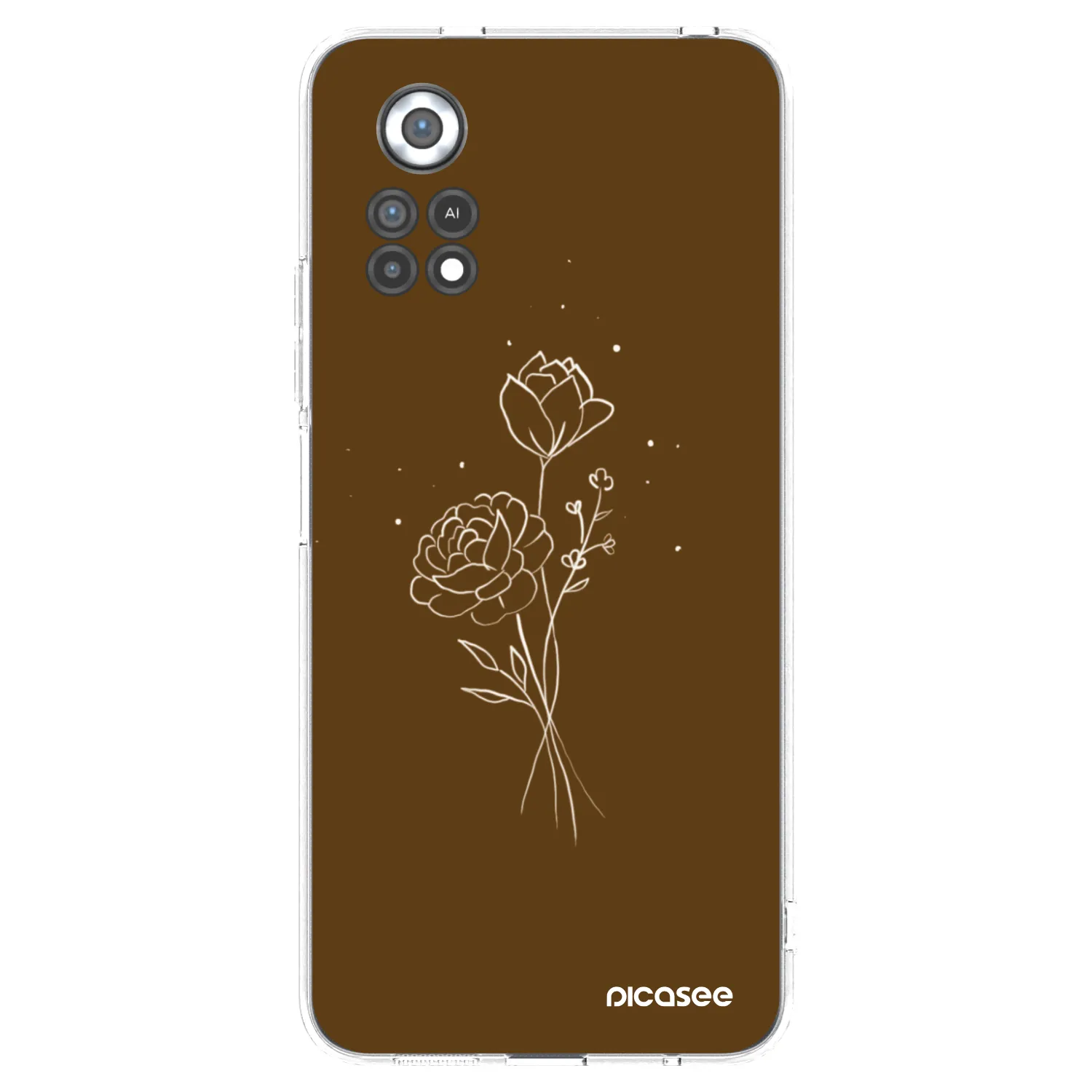 Picasee silikonový průhledný obal pro Xiaomi Poco X4 Pro 5G - Brown flowers