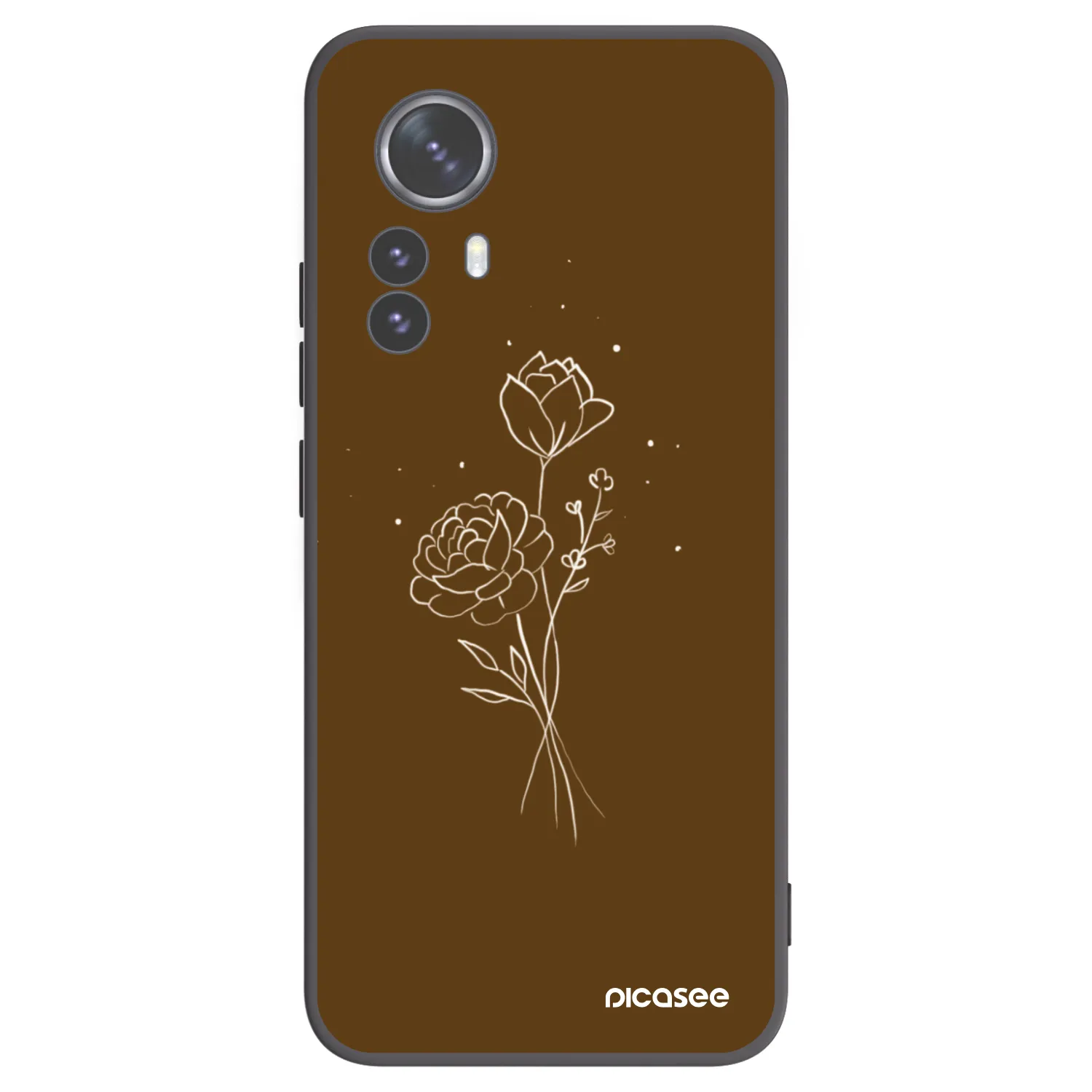 Picasee silikonový černý obal pro Xiaomi 12 Pro - Brown flowers