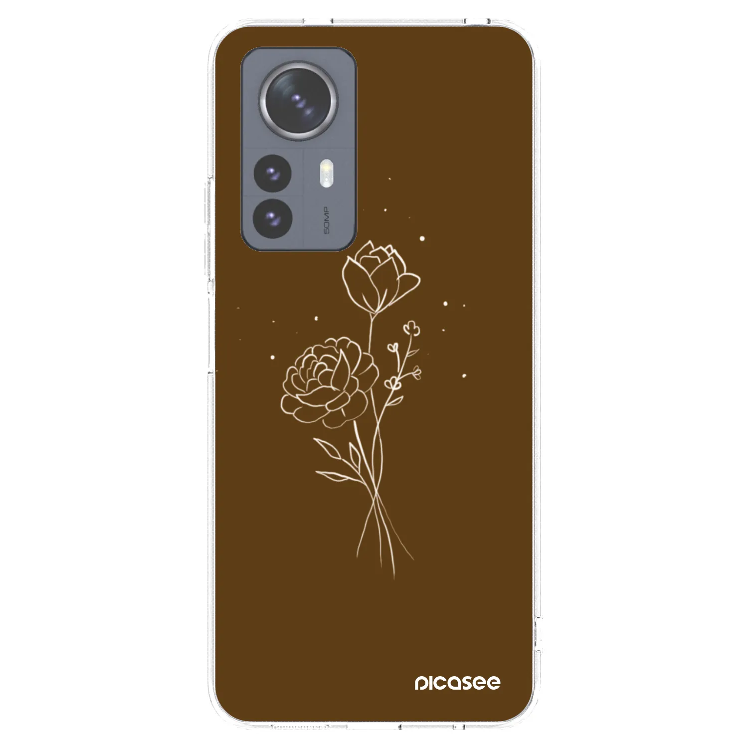 Picasee silikonový průhledný obal pro Xiaomi 12 Pro - Brown flowers