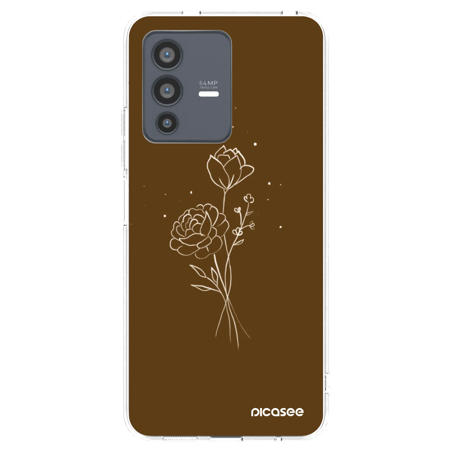 Picasee silikonový průhledný obal pro Vivo V23 5G - Brown flowers