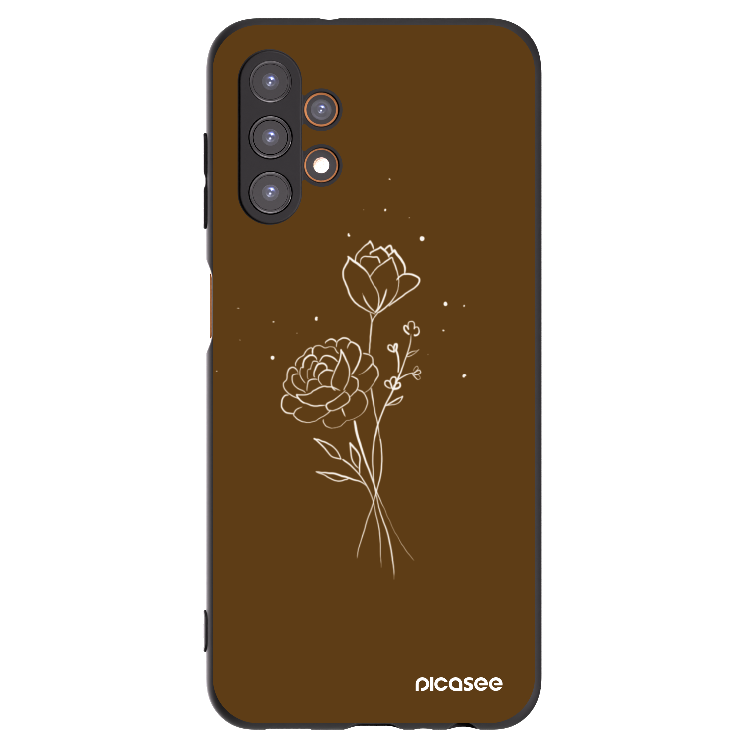 Picasee silikonový černý obal pro Samsung Galaxy A13 4G A135 - Brown flowers