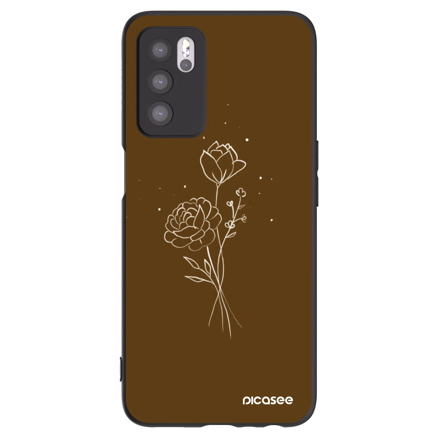 Picasee silikonový černý obal pro OPPO A16 - Brown flowers