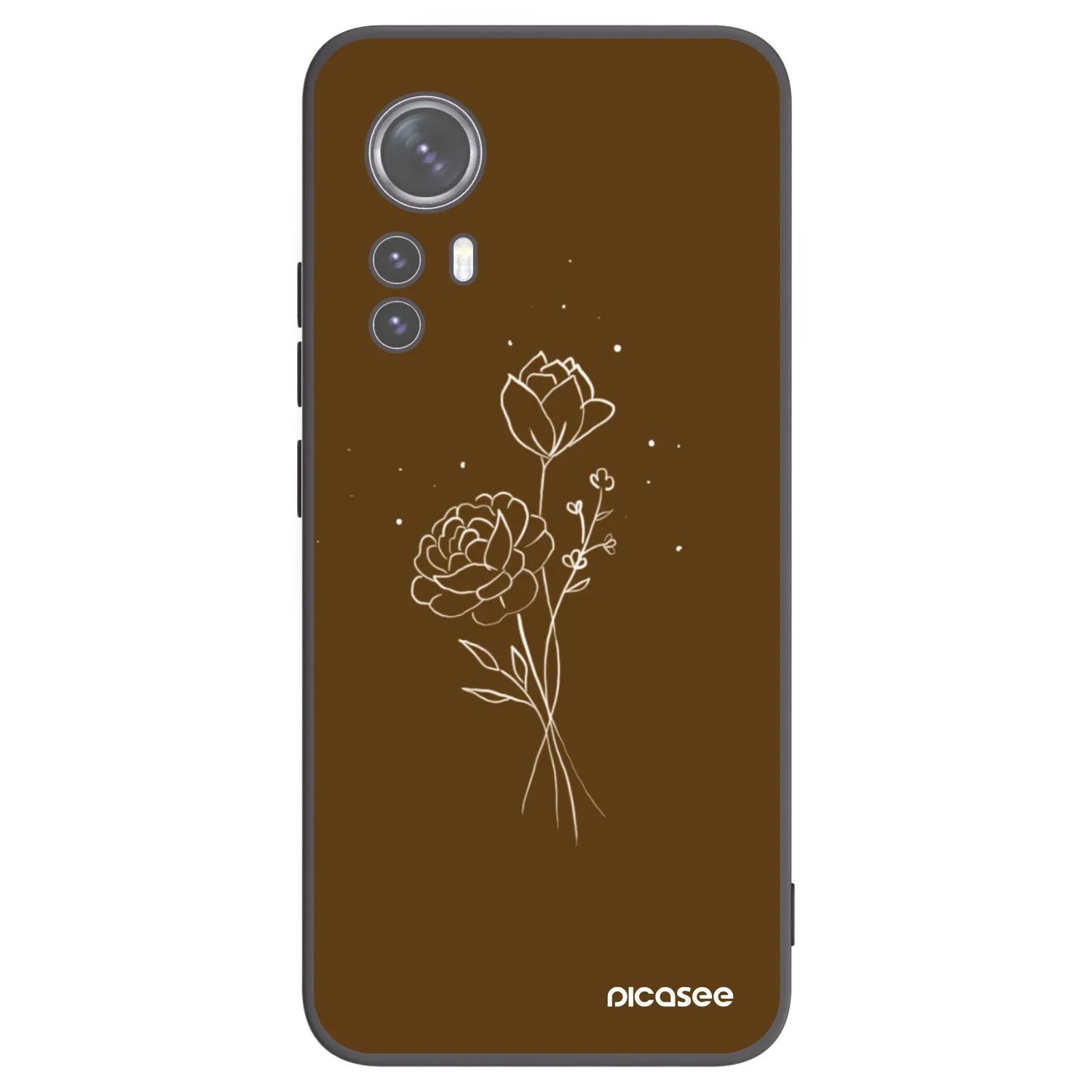 Picasee silikonový černý obal pro Xiaomi 12X - Brown flowers