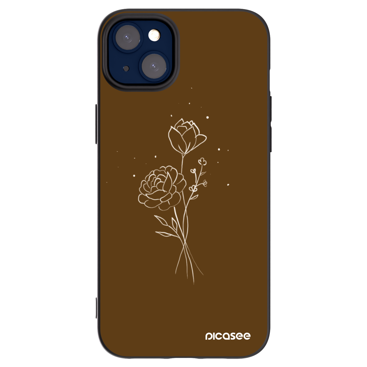Picasee silikonový černý obal pro Apple iPhone 14 Plus - Brown flowers
