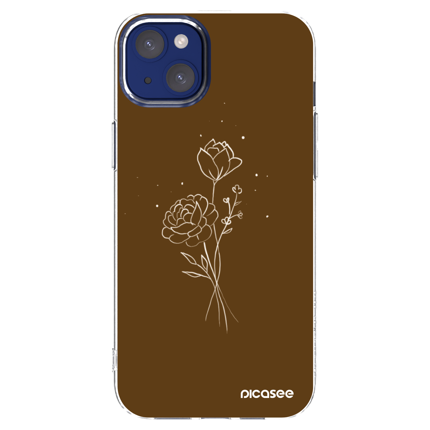 Picasee silikonový průhledný obal pro Apple iPhone 14 Plus - Brown flowers