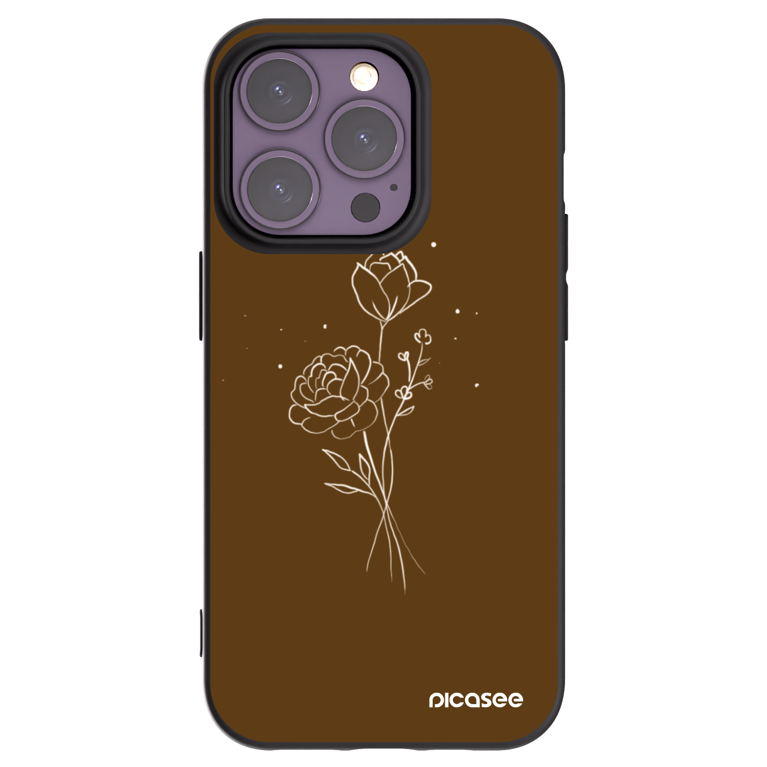 Picasee silikonový černý obal pro Apple iPhone 14 Pro - Brown flowers